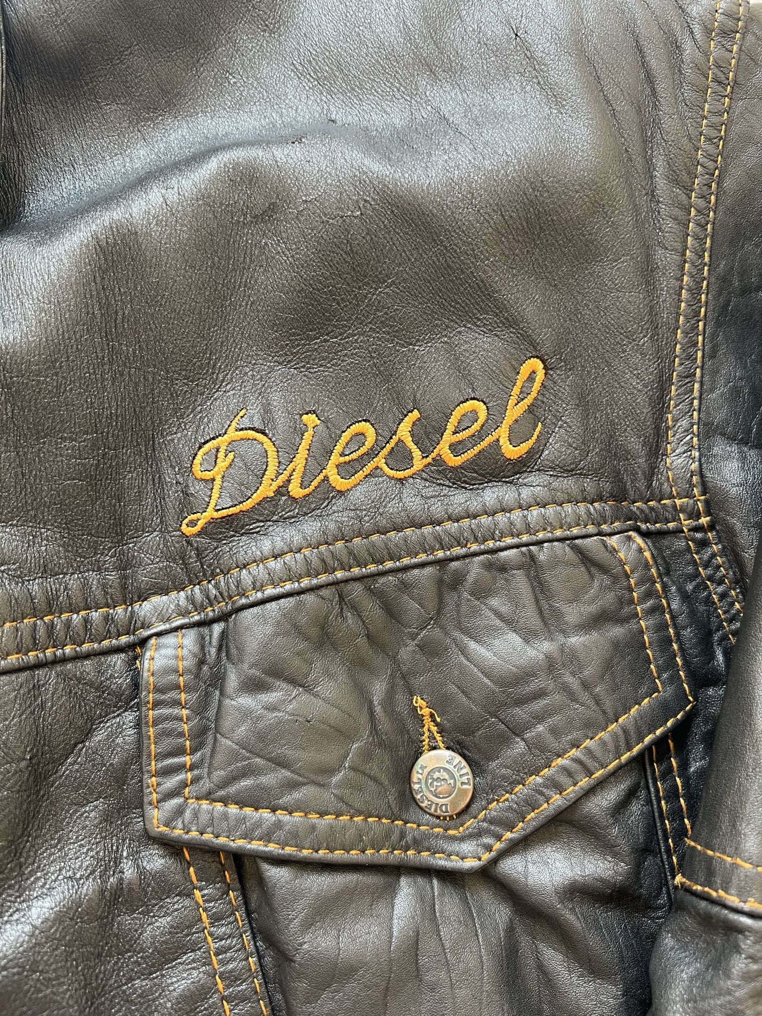 Diesel × Vintage Vintage Diesel Leather Black Bomber Jacket 90s Size US L / EU 52-54 / 3 - 7 Thumbnail