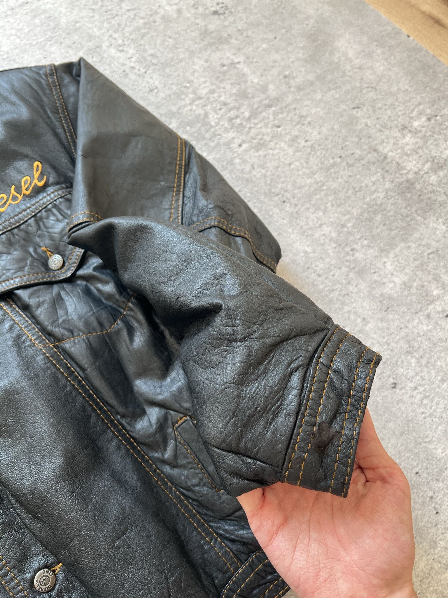 Diesel × Vintage Vintage Diesel Leather Black Bomber Jacket 90s Size US L / EU 52-54 / 3 - 9 Thumbnail