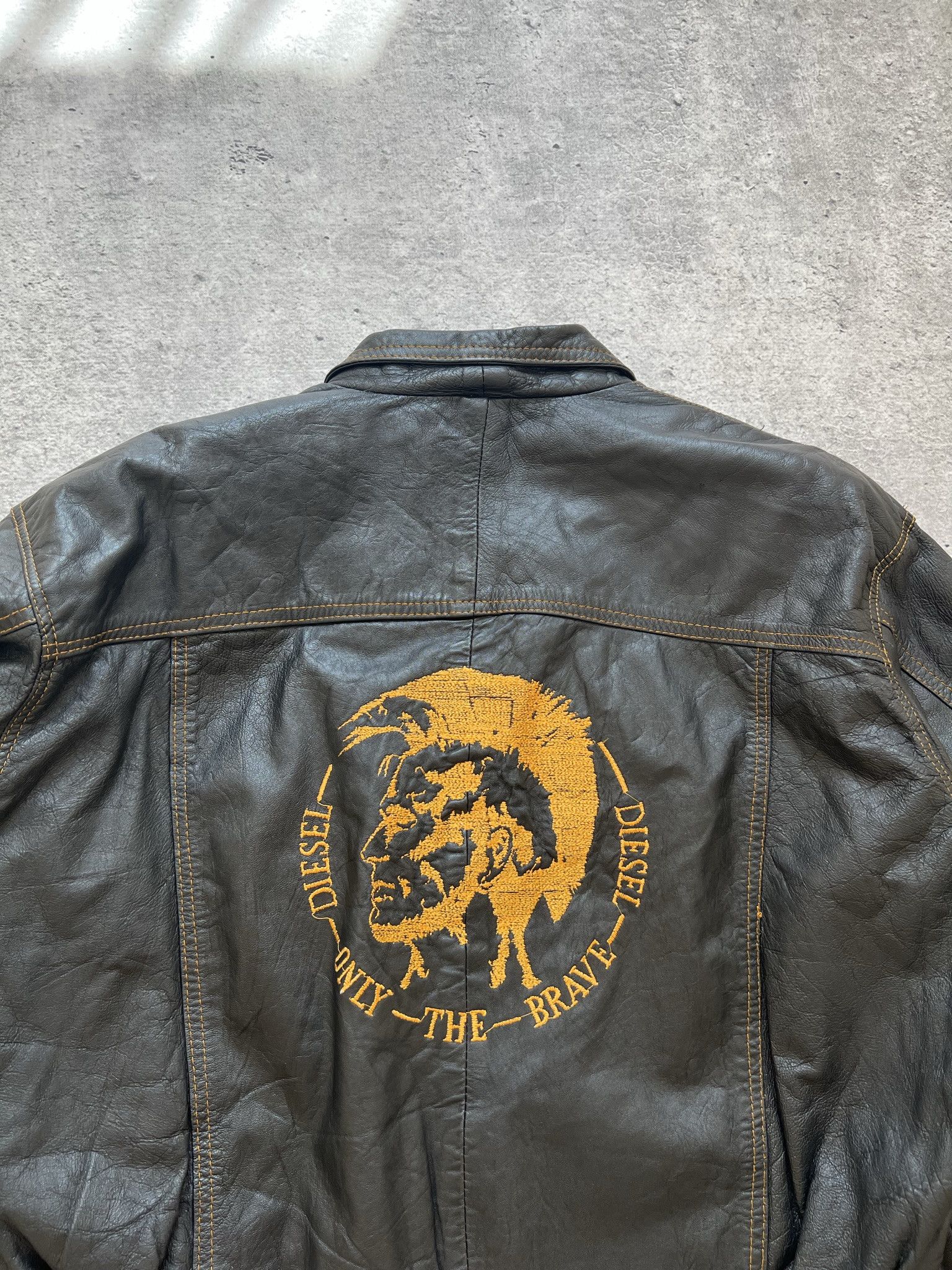 Diesel × Vintage Vintage Diesel Leather Black Bomber Jacket 90s Size US L / EU 52-54 / 3 - 12 Thumbnail