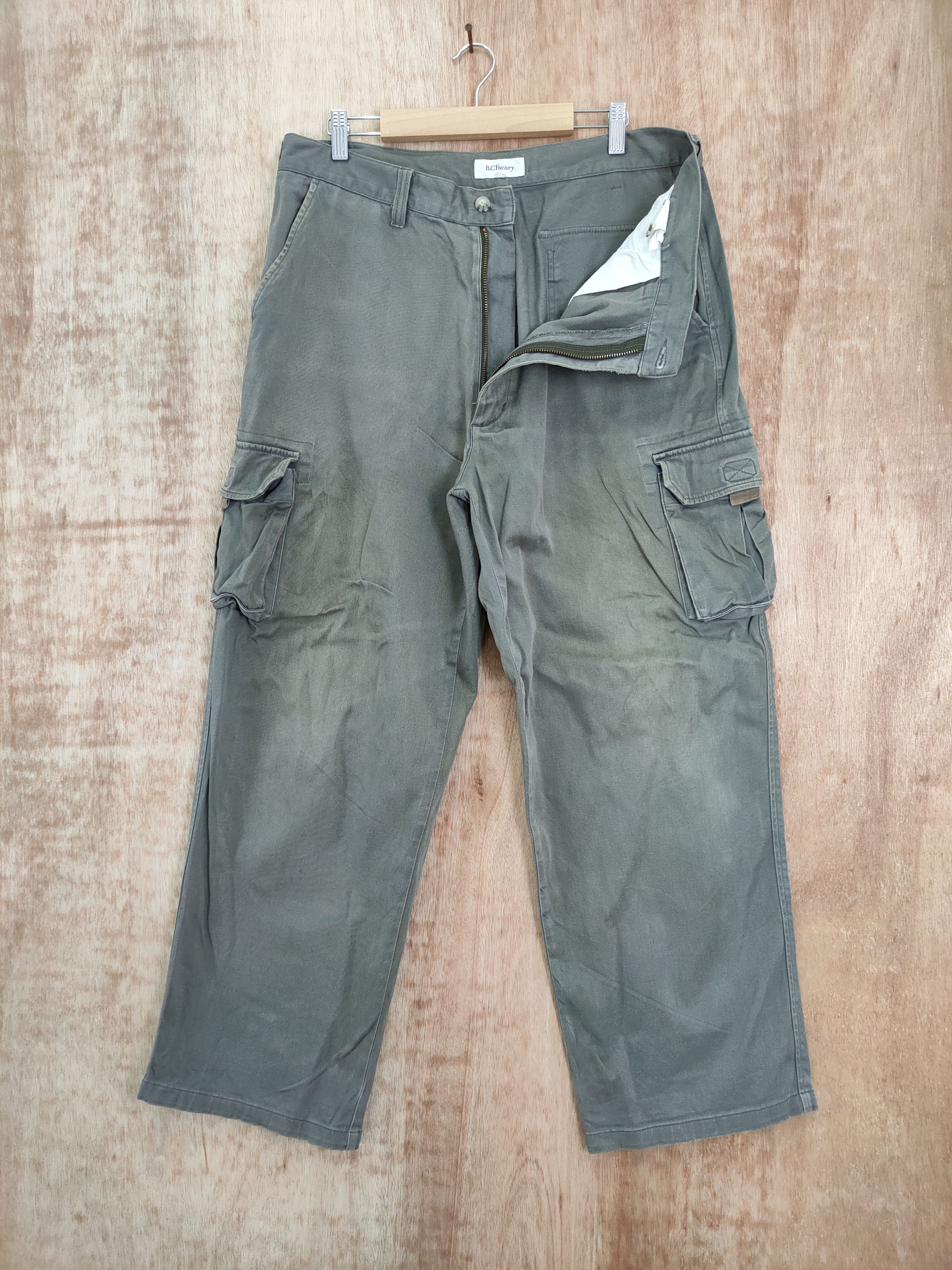image of Utility Pro Wear x Vintage Streetwear/ Workwear Vintage Cargo Pants in Faded Green, Men's (Size 36)