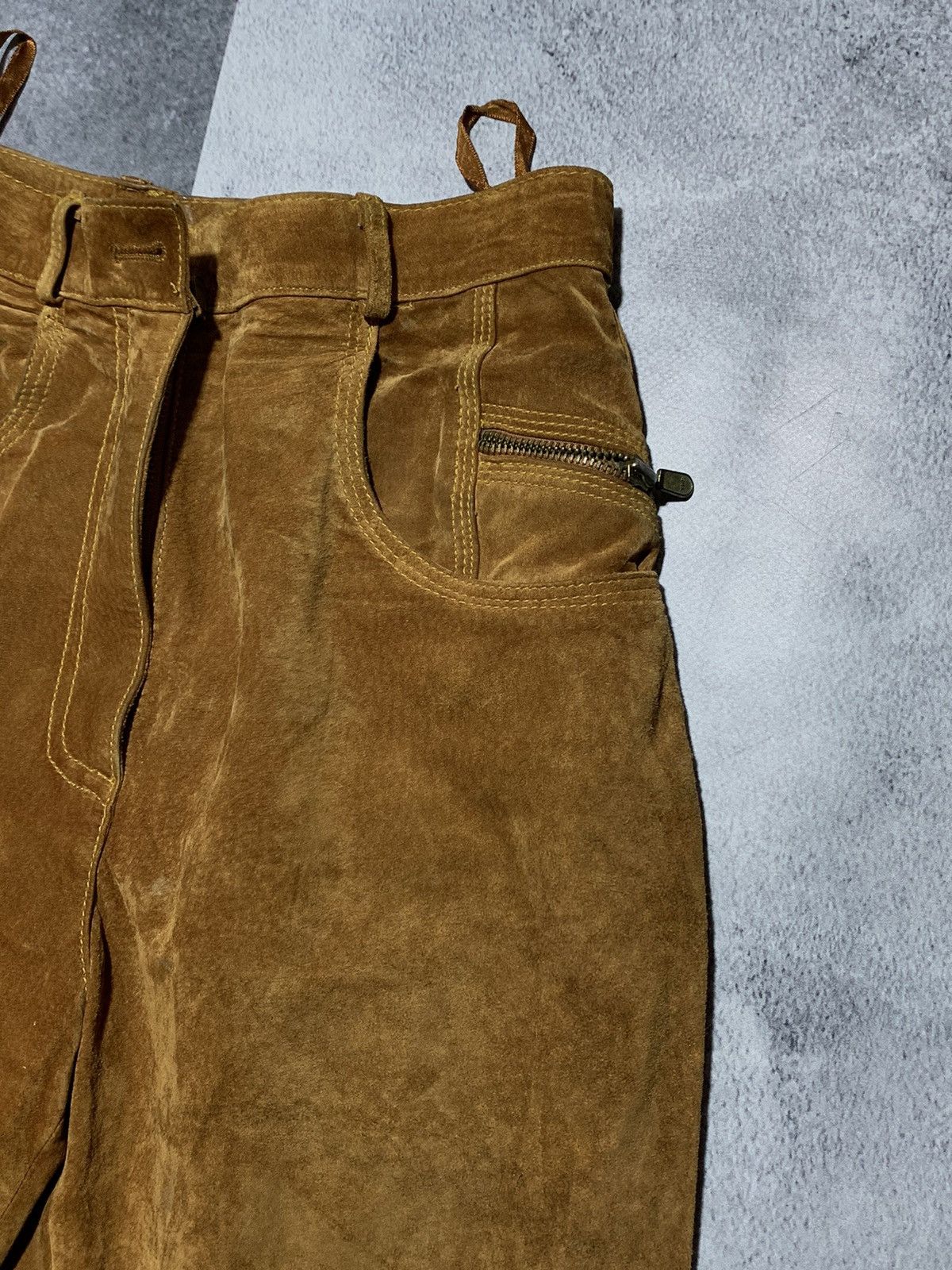 Genuine Leather × Leather × Vintage Vintage 90s Leather suede pants streetwear style size 28 Size 28" / US 6 / IT 42 - 7 Thumbnail