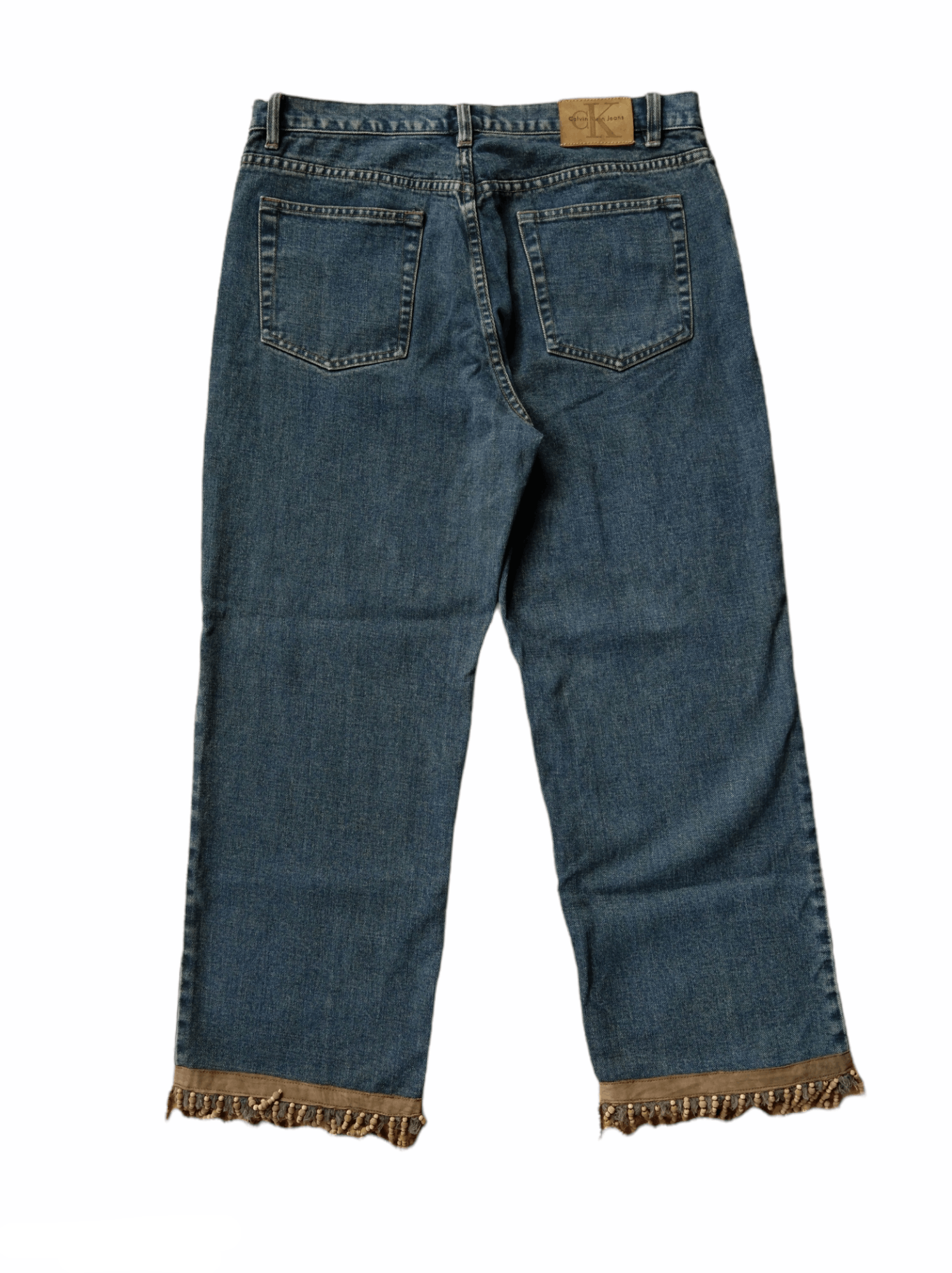 Calvin Klein 1990s Calvin Klein Fringe Beads Baggy Denim Pant Size 34" / US 12 / IT 48 - 4 Thumbnail