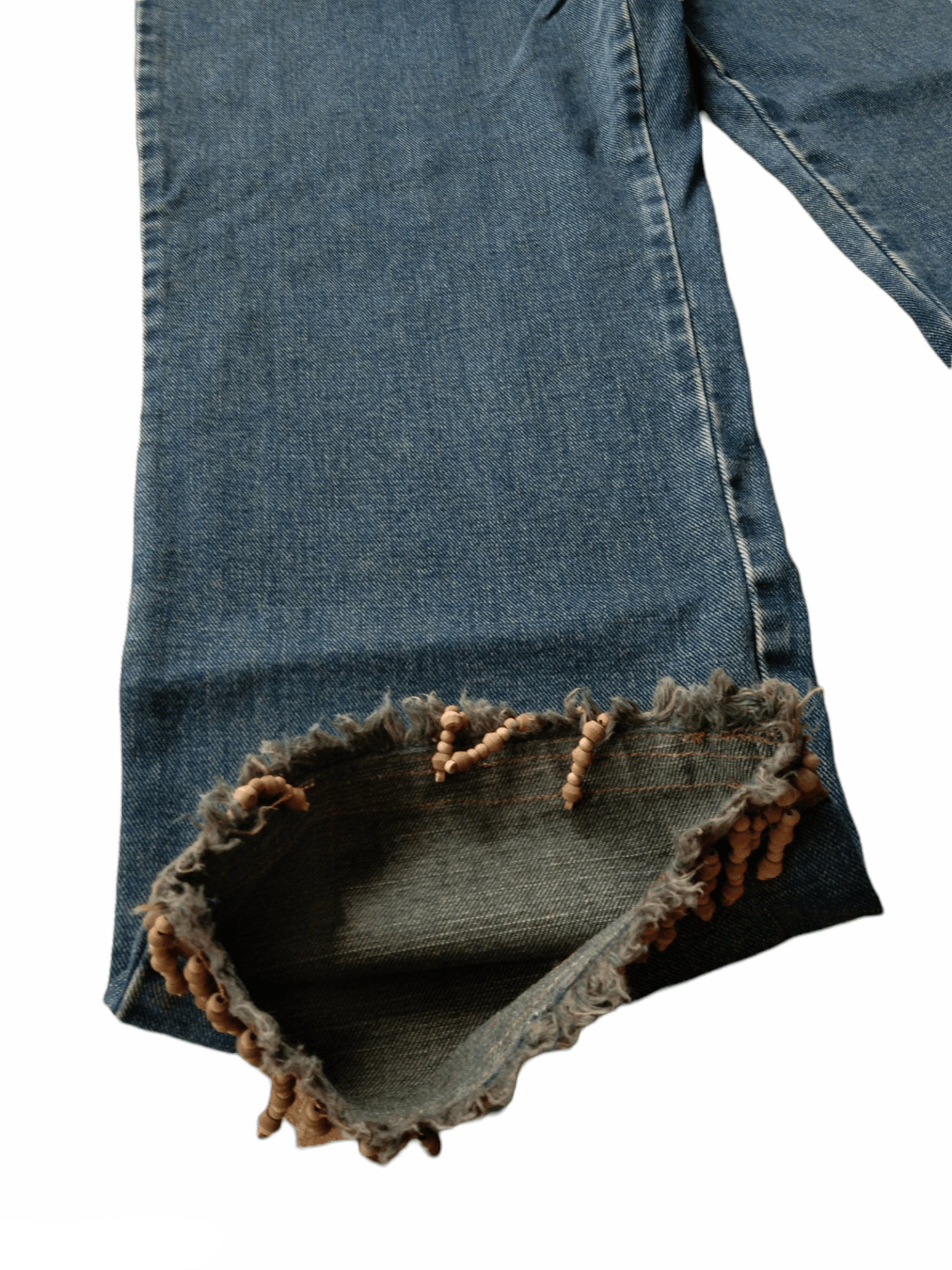 Calvin Klein 1990s Calvin Klein Fringe Beads Baggy Denim Pant Size 34" / US 12 / IT 48 - 5 Thumbnail
