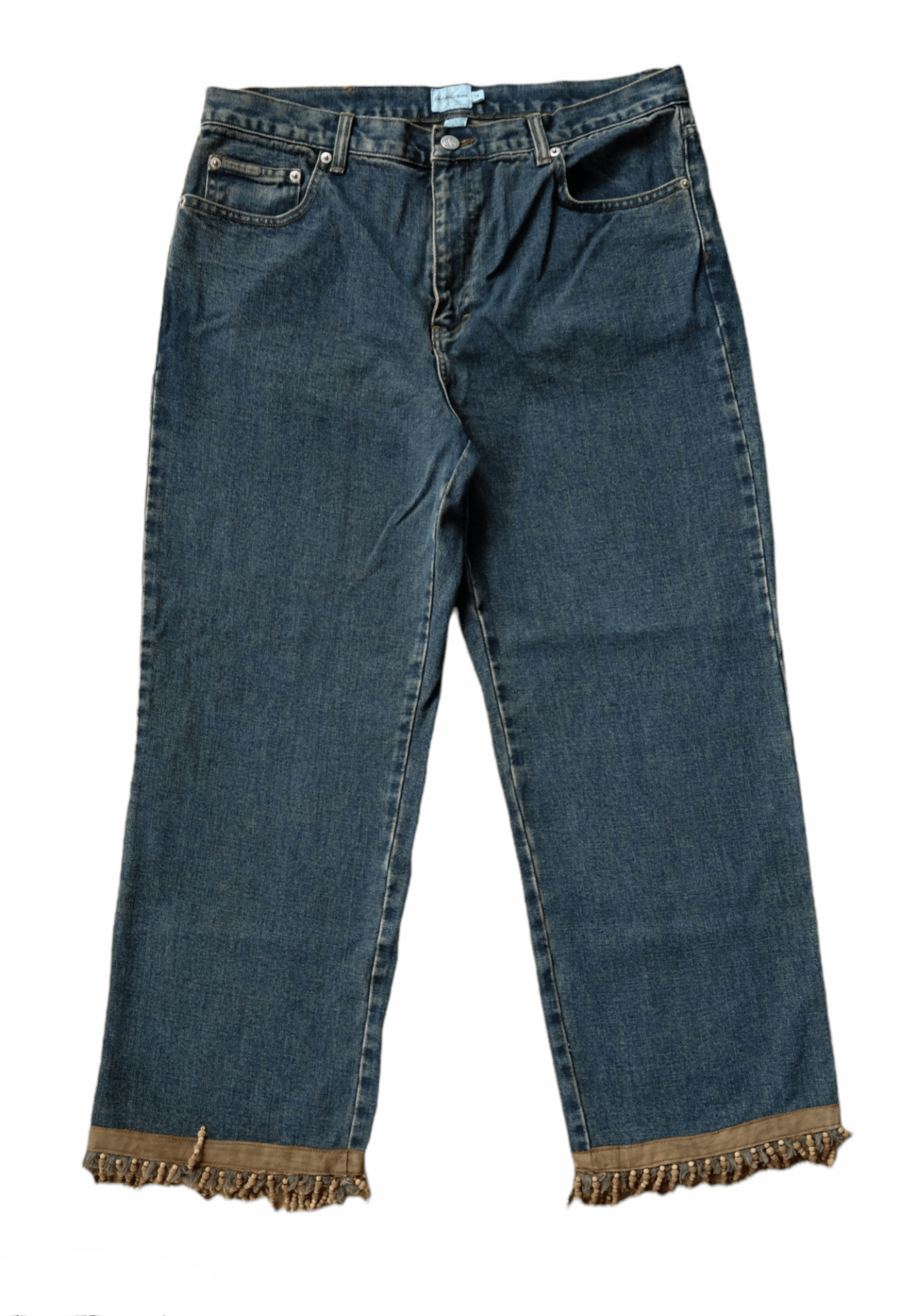 image of 1990S Calvin Klein Fringe Beads Baggy Denim Pant, Women's (Size 34)