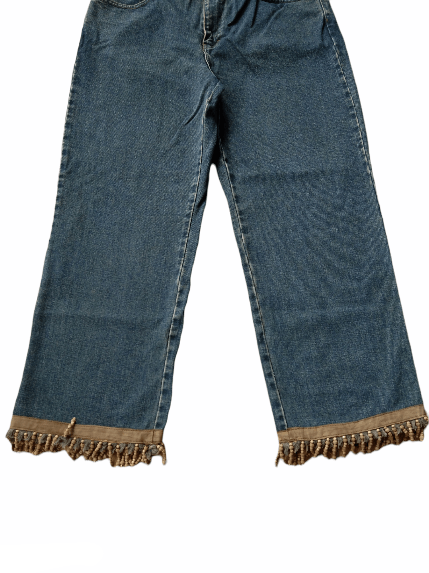 Calvin Klein 1990s Calvin Klein Fringe Beads Baggy Denim Pant Size 34" / US 12 / IT 48 - 2 Thumbnail