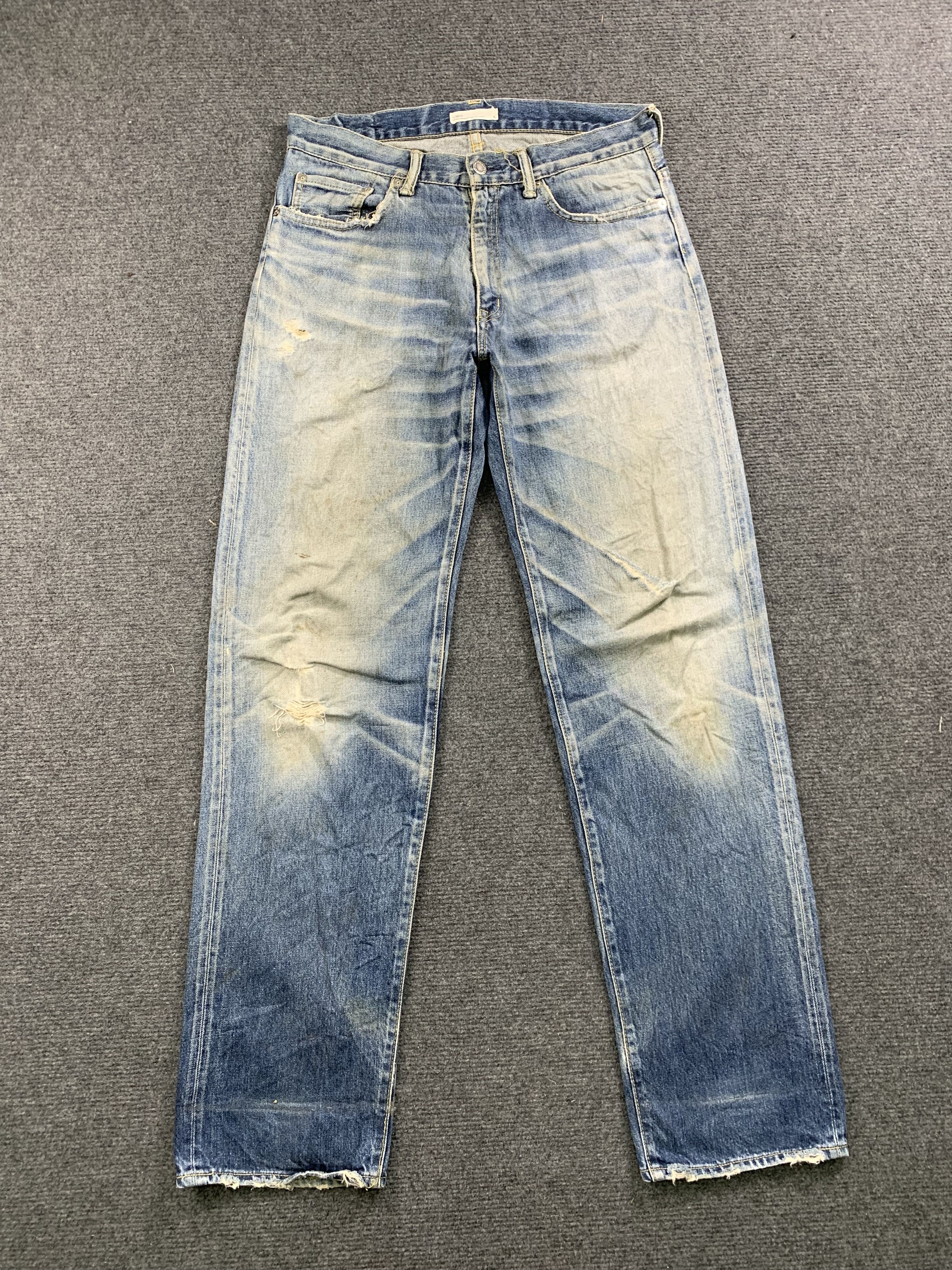 image of Garni Faded Blue Jeans 32X32.5 in Blue Denim, Men's