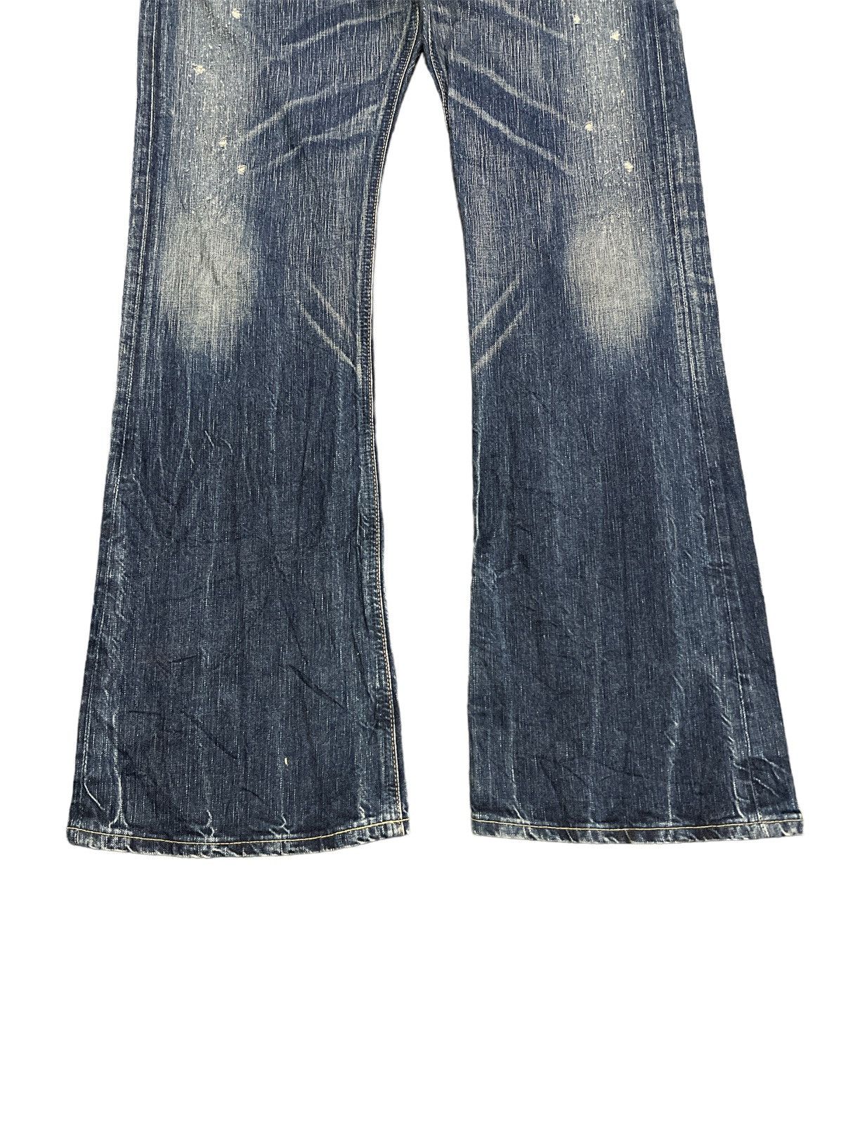 Japanese Brand FLARED💥EDWIN 503 BLUE TRIP DISTRESSED DENIM PANTS Size US 35 - 4 Thumbnail
