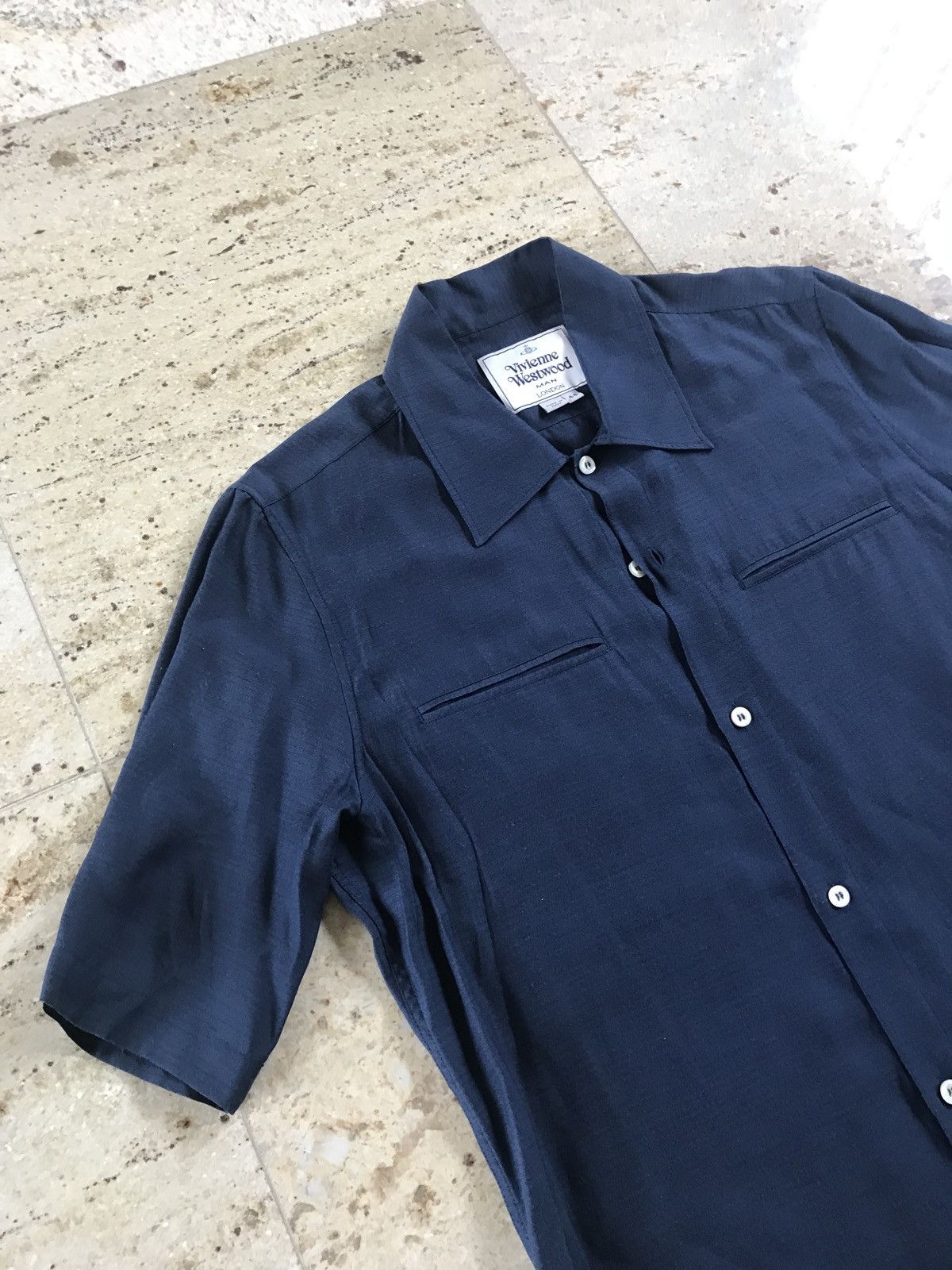 Vivienne Westwood o1rshd Silk Blend Button Up, SS In Navy Size US M / EU 48-50 / 2 - 10 Thumbnail