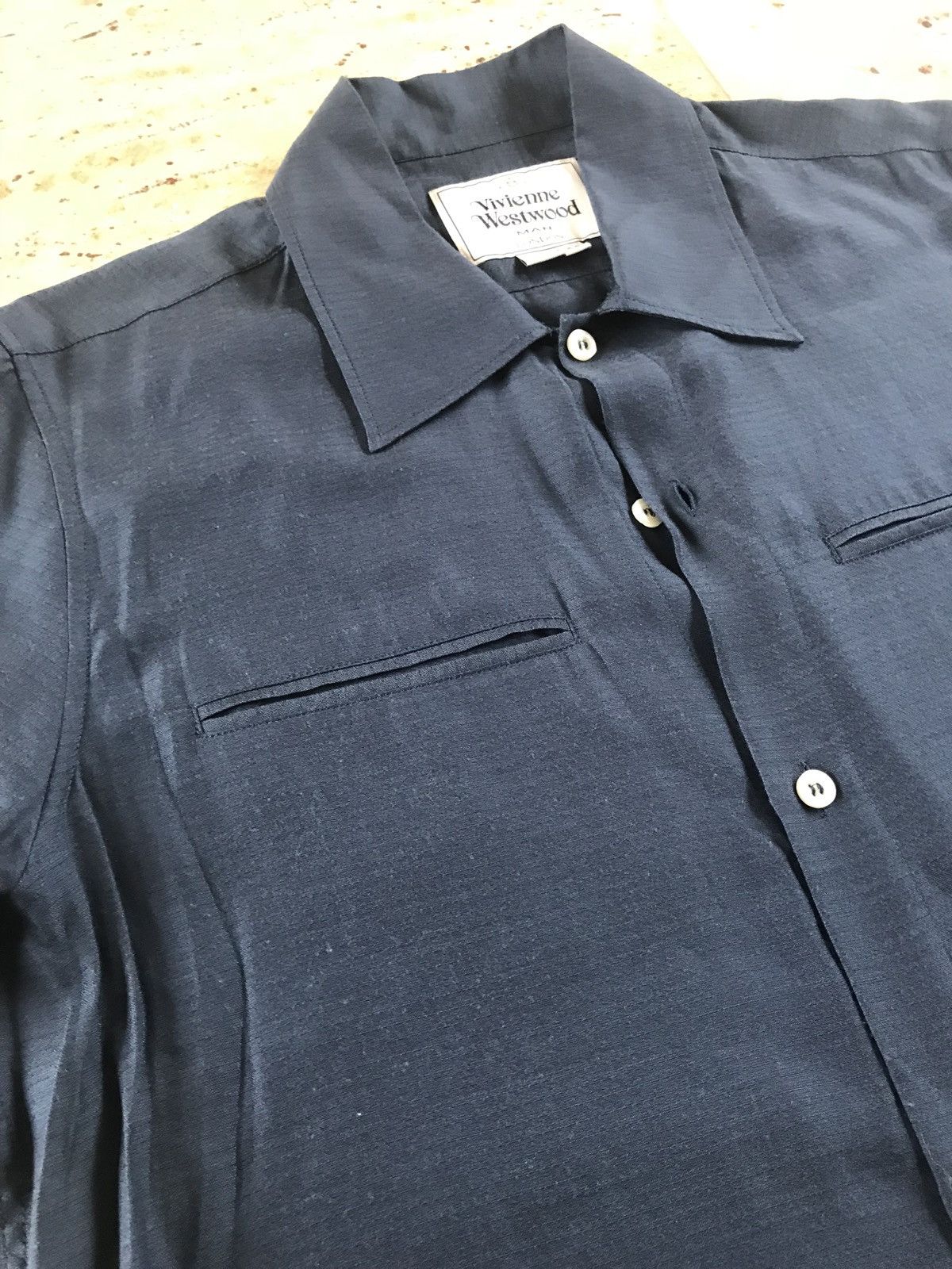 Vivienne Westwood o1rshd Silk Blend Button Up, SS In Navy Size US M / EU 48-50 / 2 - 11 Thumbnail