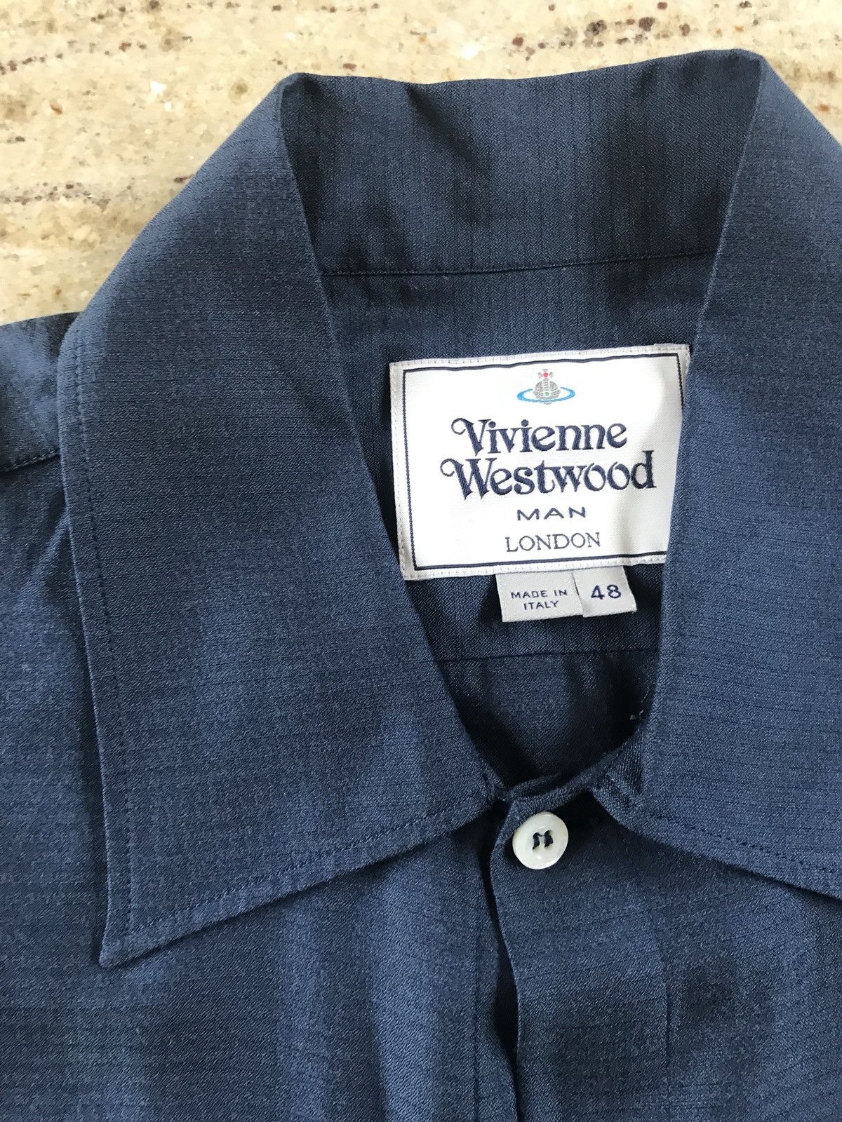 Vivienne Westwood o1rshd Silk Blend Button Up, SS In Navy Size US M / EU 48-50 / 2 - 9 Thumbnail