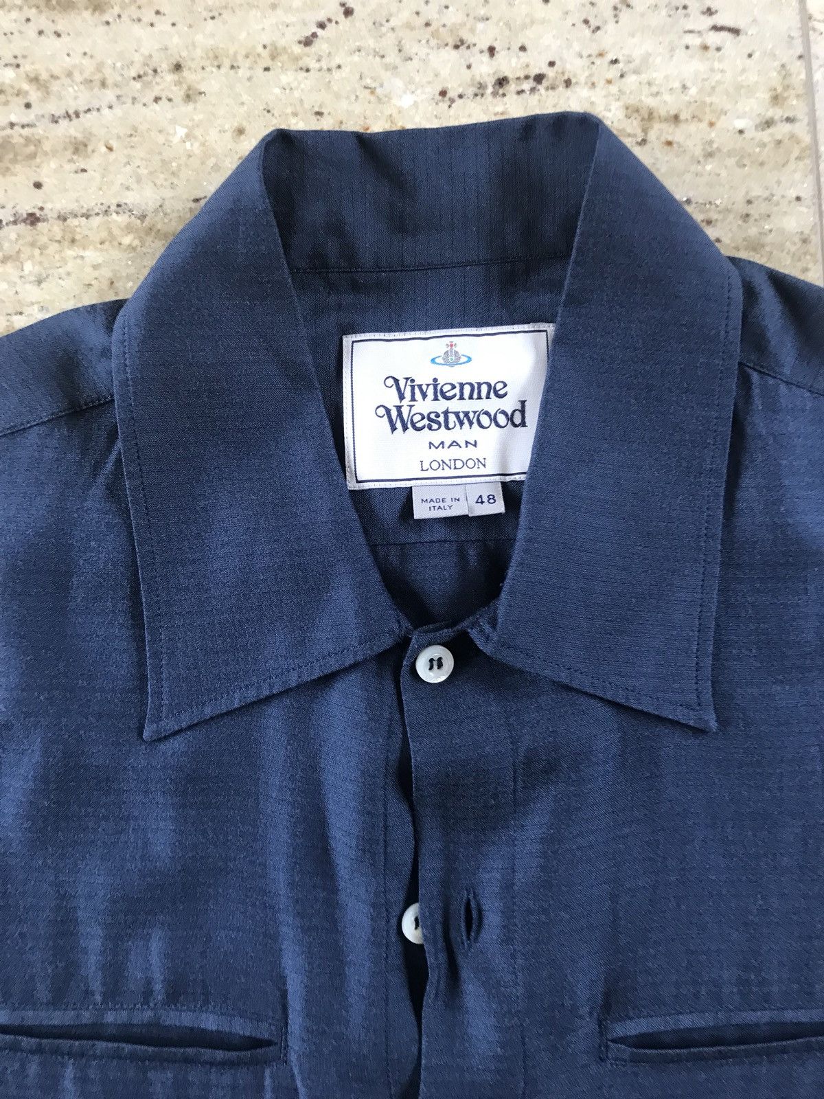 Vivienne Westwood o1rshd Silk Blend Button Up, SS In Navy Size US M / EU 48-50 / 2 - 8 Thumbnail