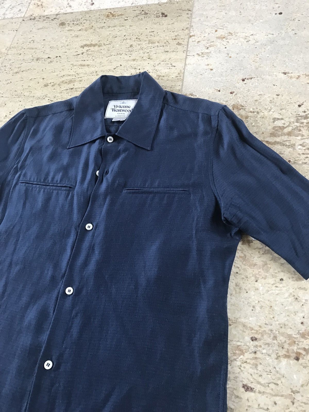 Vivienne Westwood o1rshd Silk Blend Button Up, SS In Navy Size US M / EU 48-50 / 2 - 6 Thumbnail
