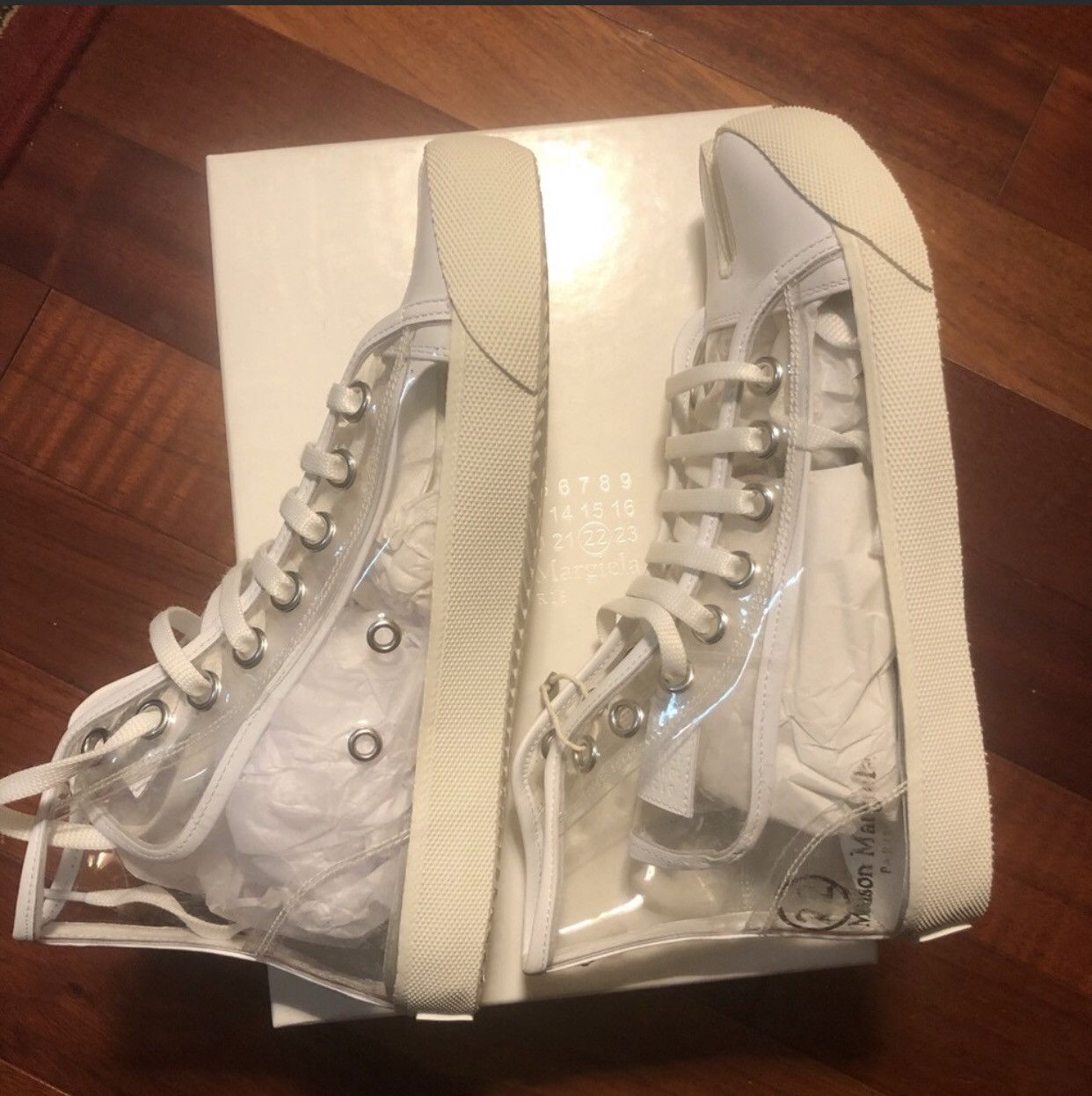 Maison Margiela MAISON MARGIELA Tabi Leather-trimmed Pvc Split-toe Sneakers Size US 8 / IT 38 - 2 Thumbnail