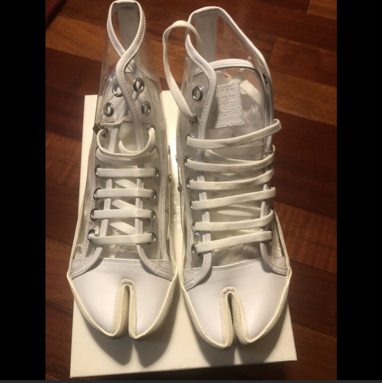 Maison Margiela MAISON MARGIELA Tabi Leather-trimmed Pvc Split-toe Sneakers Size US 8 / IT 38 - 1 Thumbnail