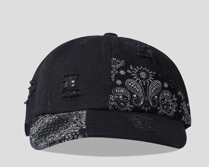 Japanese Brand Y2k paisley bandana patchwork distressed cap baseball Size ONE SIZE - 1 Thumbnail