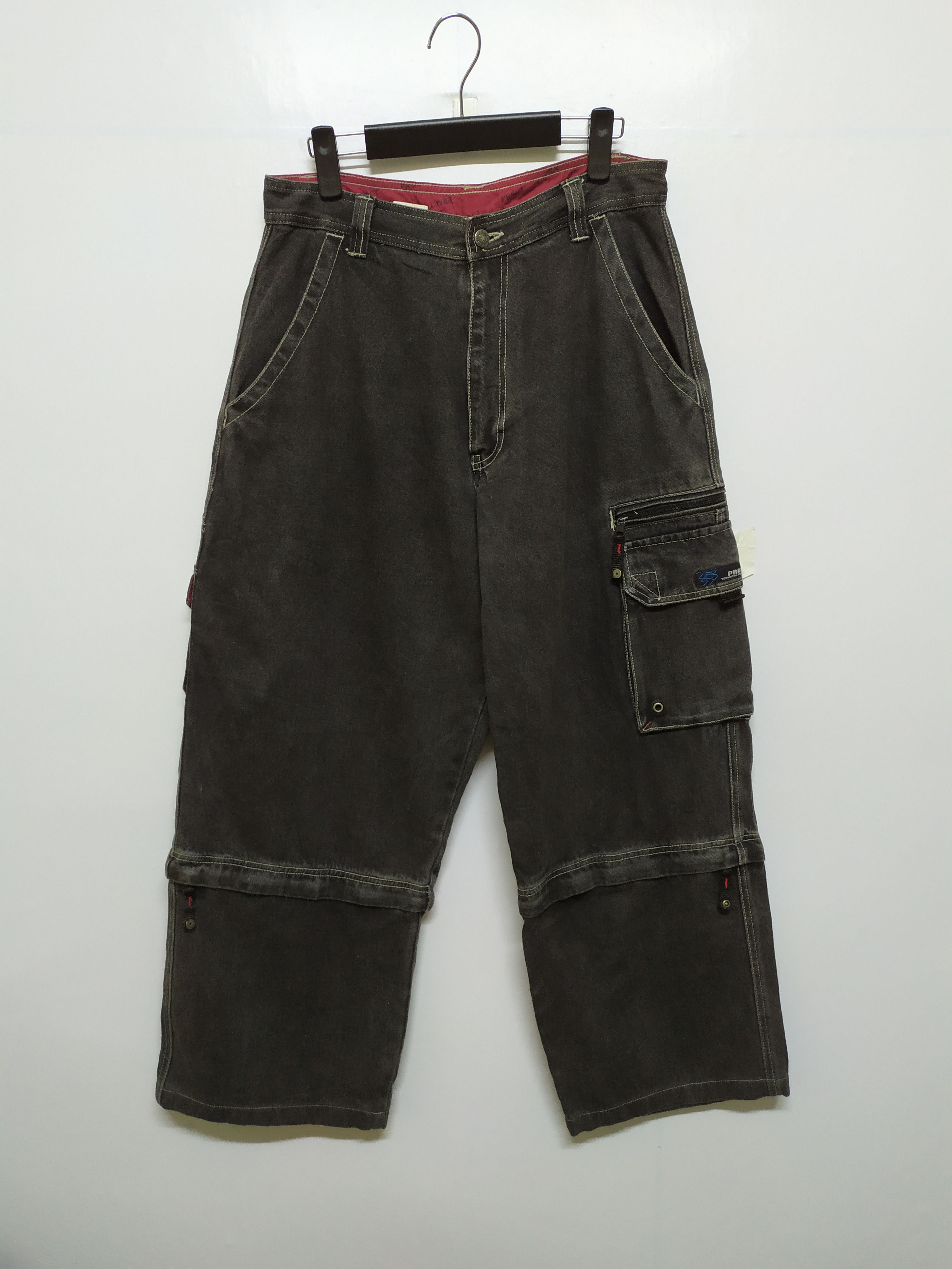 image of Authentic Vintage Pract Denim Baggy Cargo Pants in Black, Men's (Size 32)
