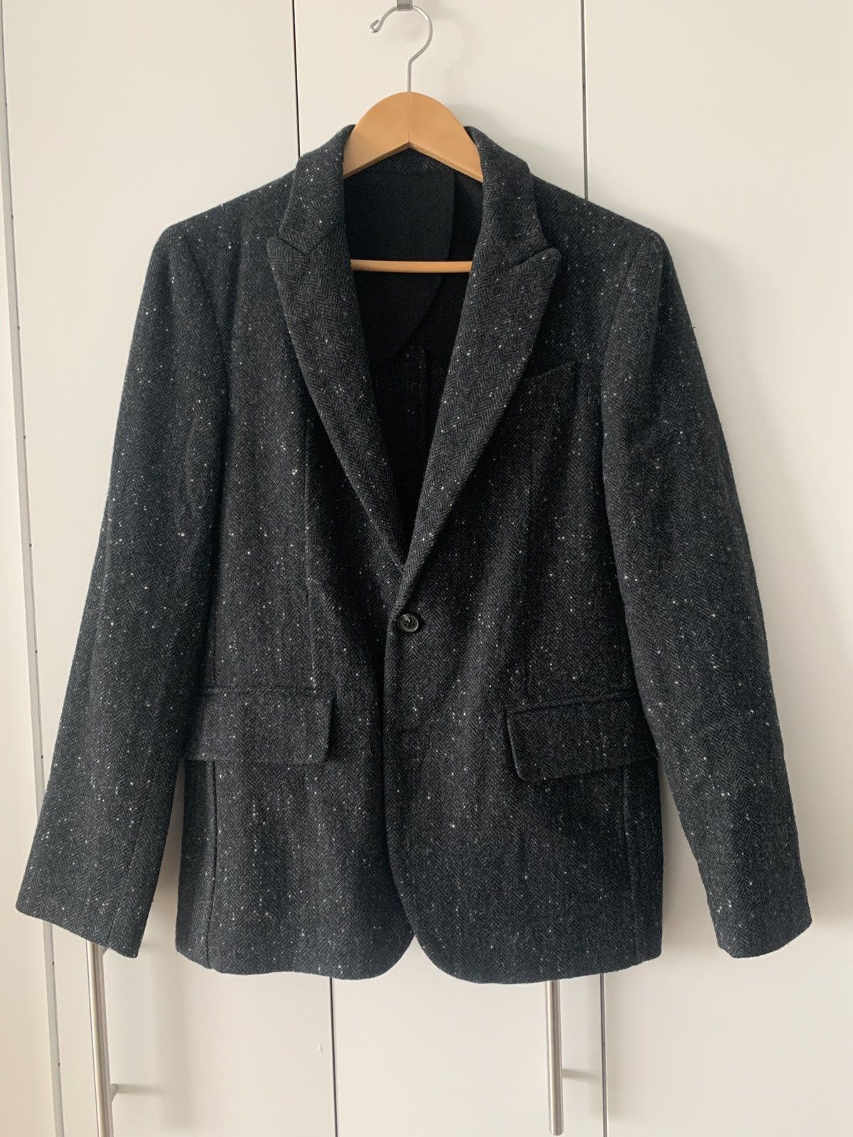 Cadet Peak Lapel Herringbone Donegal Wool Blazer Size 38R - 1 Thumbnail