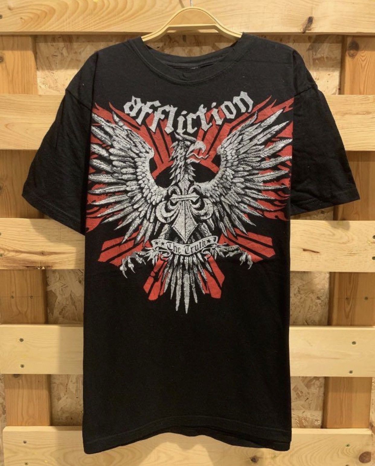 Affliction × Rap Tees Cyber Y2K Affliction Eagle Grunge Rap Emo Sematary Tshirt Size US L / EU 52-54 / 3 - 1 Thumbnail