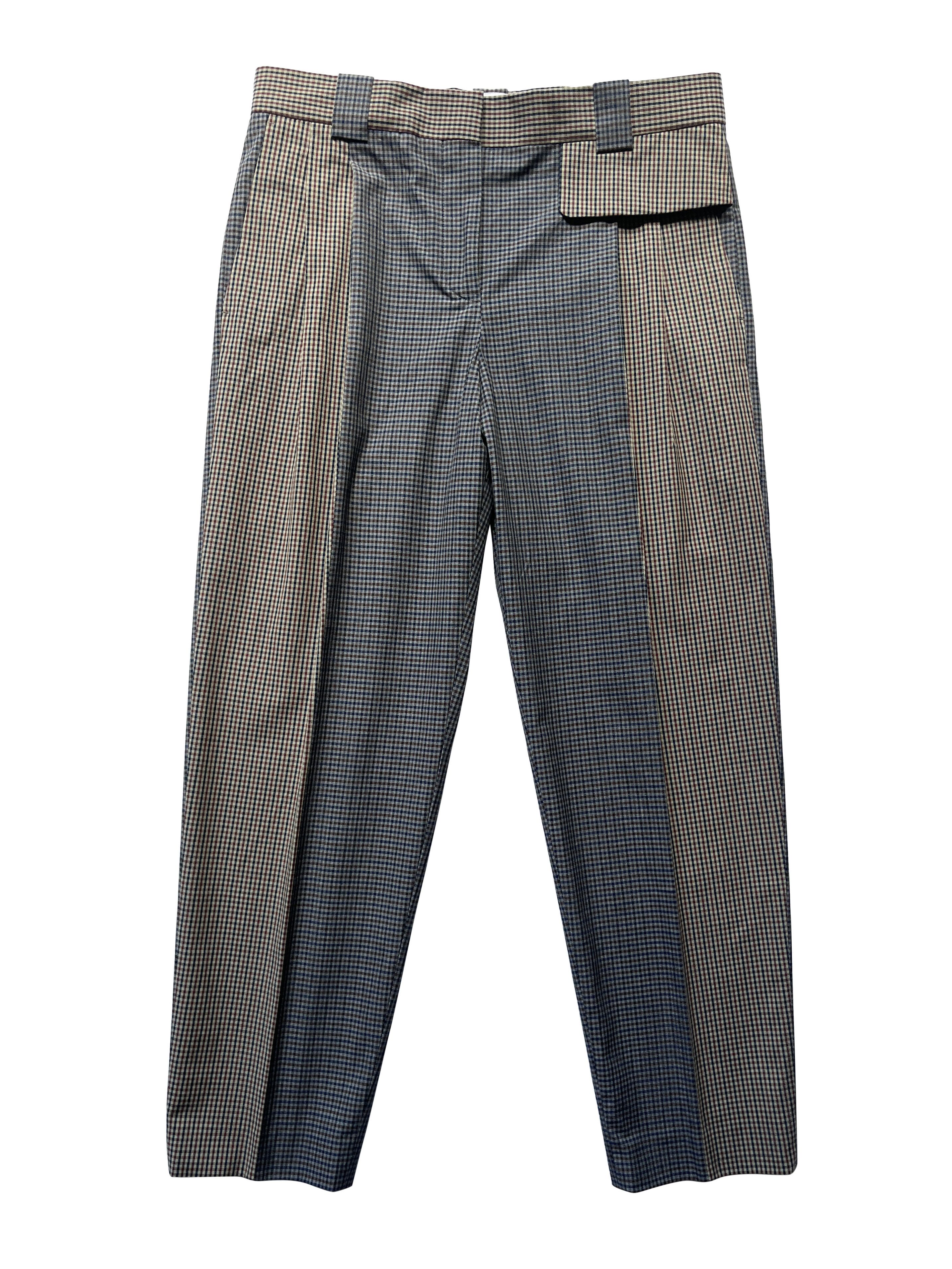 image of sample Balenciaga By Demna Grey Checked Pants in Blue Grey, Men's (Size 31)