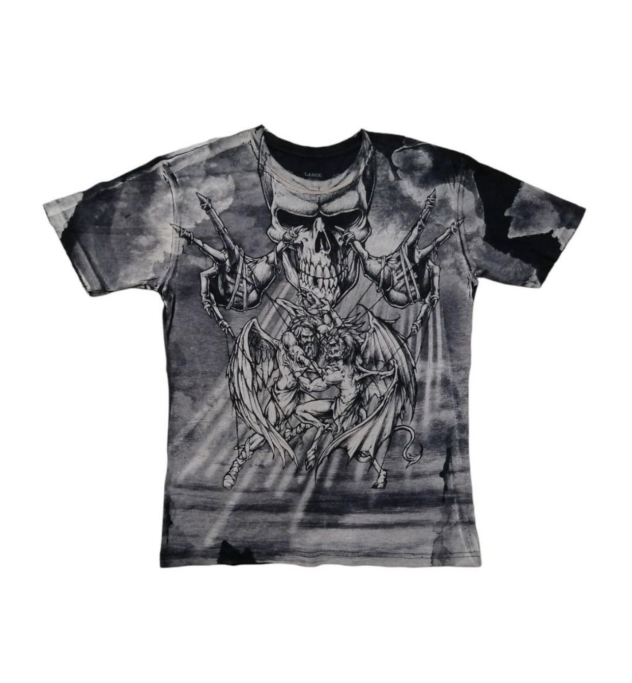 Affliction × Rap Tees Cyber Y2K Affliction Skulls Angle Grunge Rap Sematary Tshirt Size US L / EU 52-54 / 3 - 1 Thumbnail