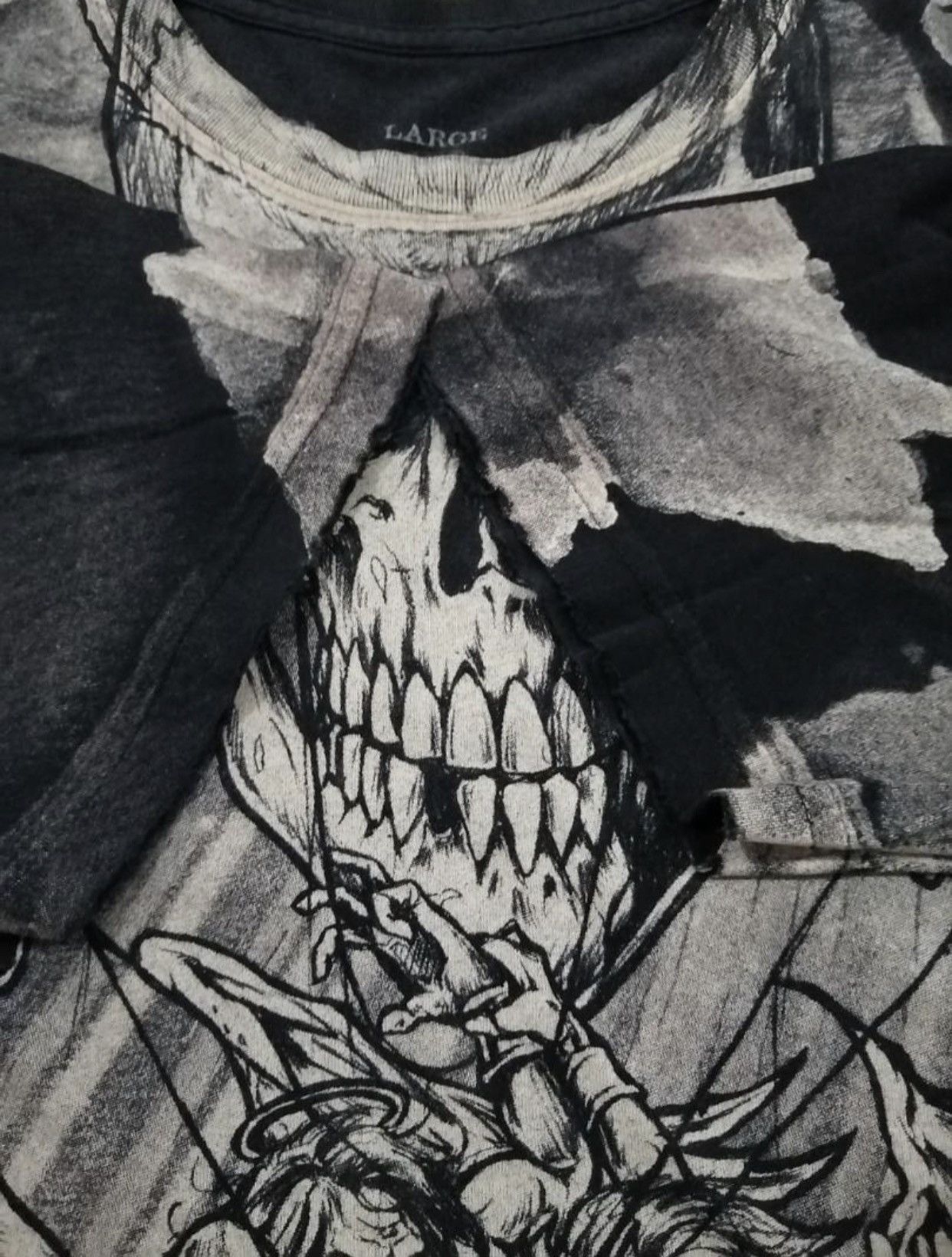 Affliction × Rap Tees Cyber Y2K Affliction Skulls Angle Grunge Rap Sematary Tshirt Size US L / EU 52-54 / 3 - 4 Thumbnail