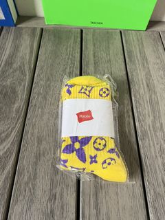 Imran Potato - Green/Yellow 'LV' Logo Knit Socks – eluXive