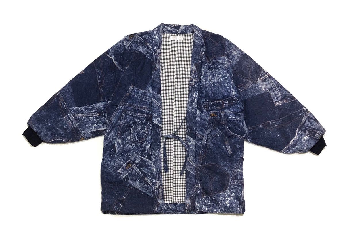 Kimono All Over Print Denim Streetwear Fashion