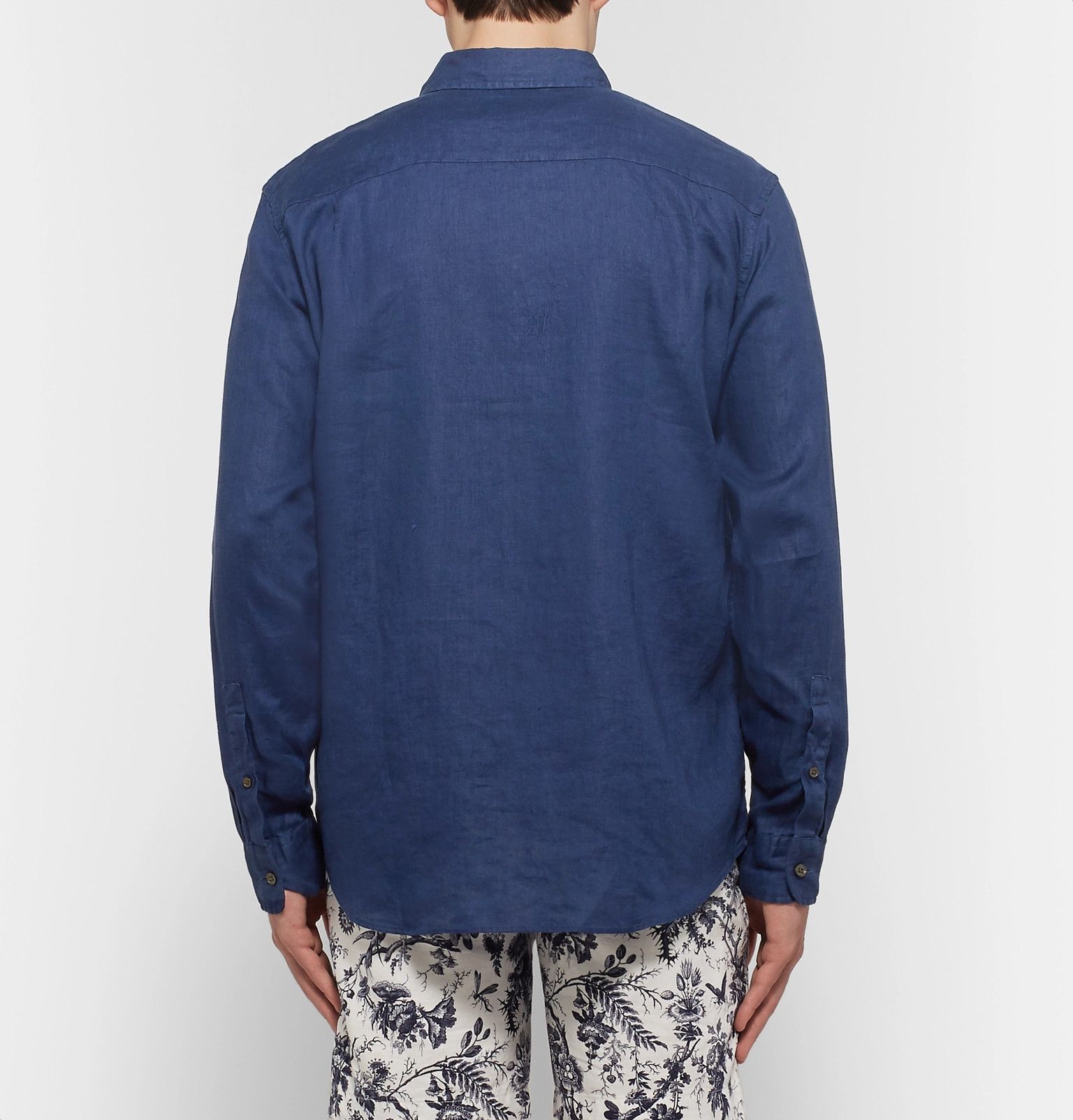 Club Monaco Slim-Fit Button-Down Collar Slub Linen Shirt Size US XS / EU 42 / 0 - 3 Thumbnail