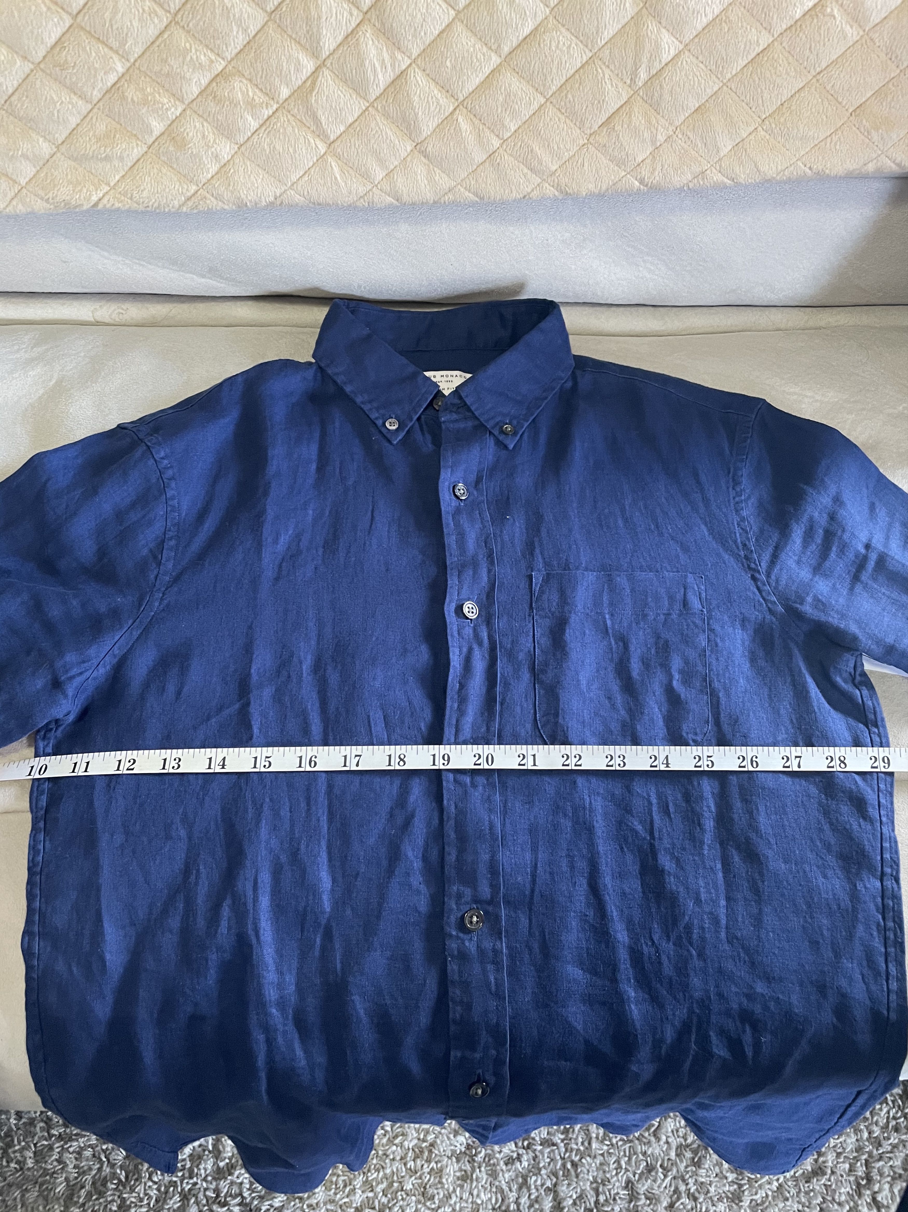 Club Monaco Slim-Fit Button-Down Collar Slub Linen Shirt Size US XS / EU 42 / 0 - 6 Thumbnail
