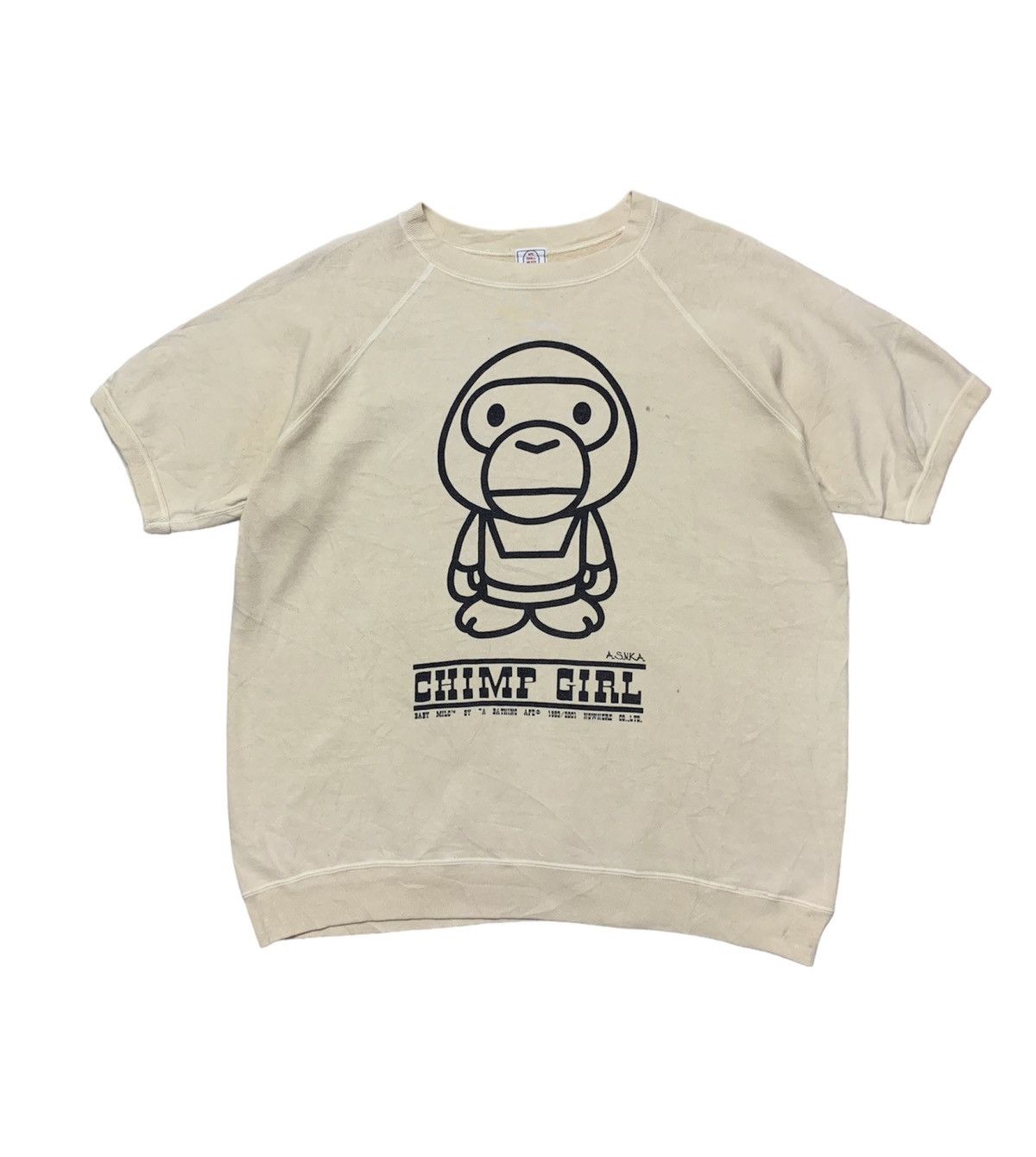 Bape Vintage A Bathing Ape Baby Milo Short Sleeve Sweatshirt Size US L / EU 52-54 / 3 - 1 Thumbnail