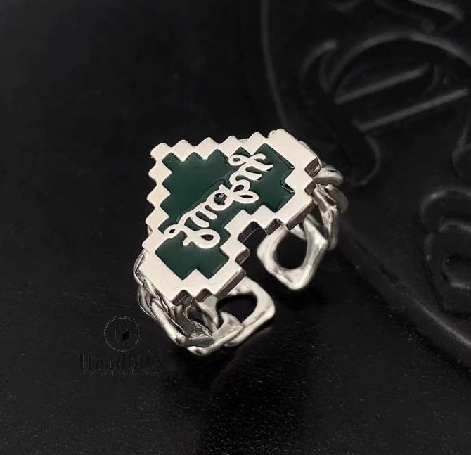 Jewelry Heart Green Stone Letter Rings Size ONE SIZE - 3 Thumbnail