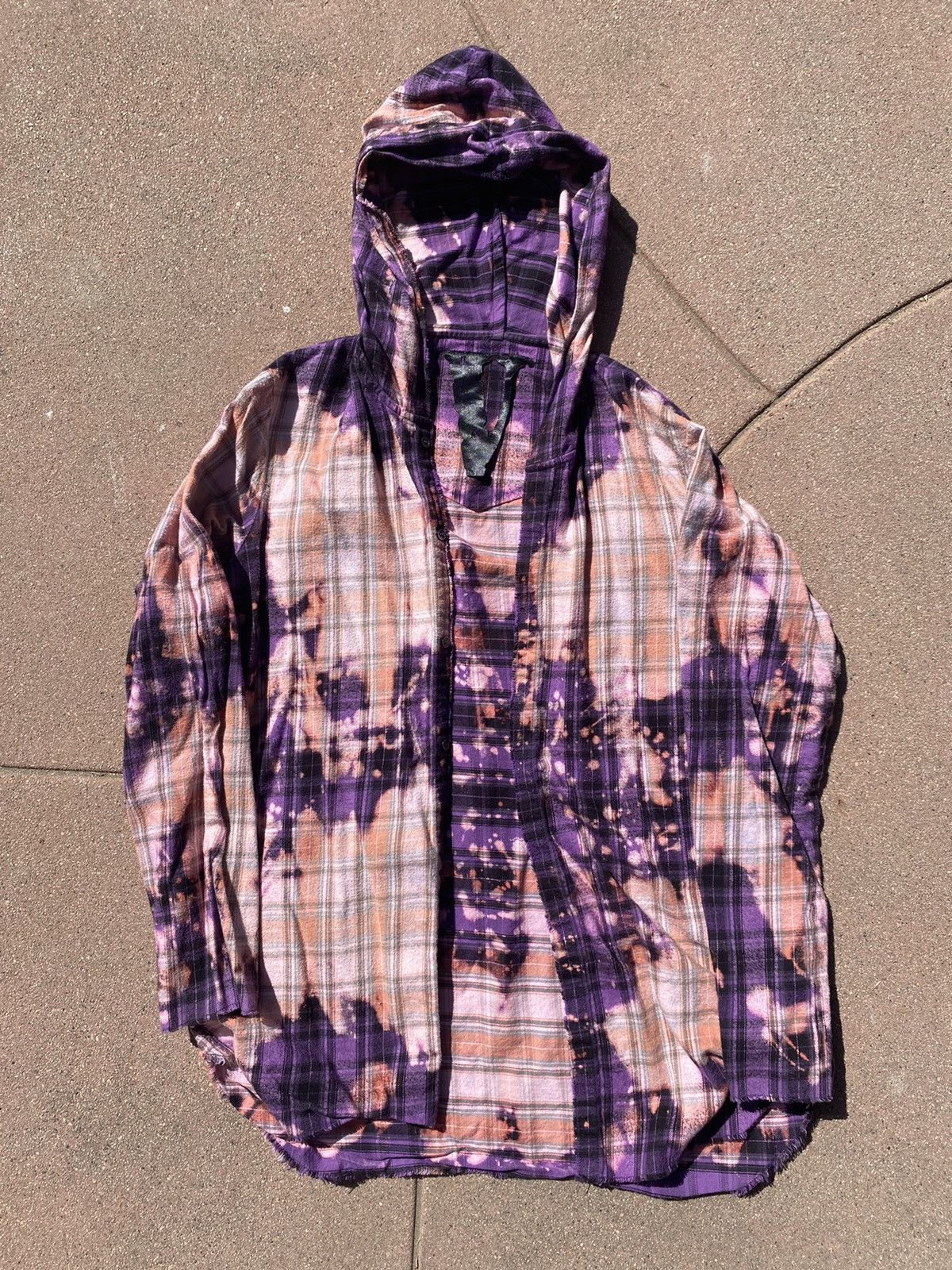 Vlone RARE Bleached Purple Flannel Hoodie Grailed
