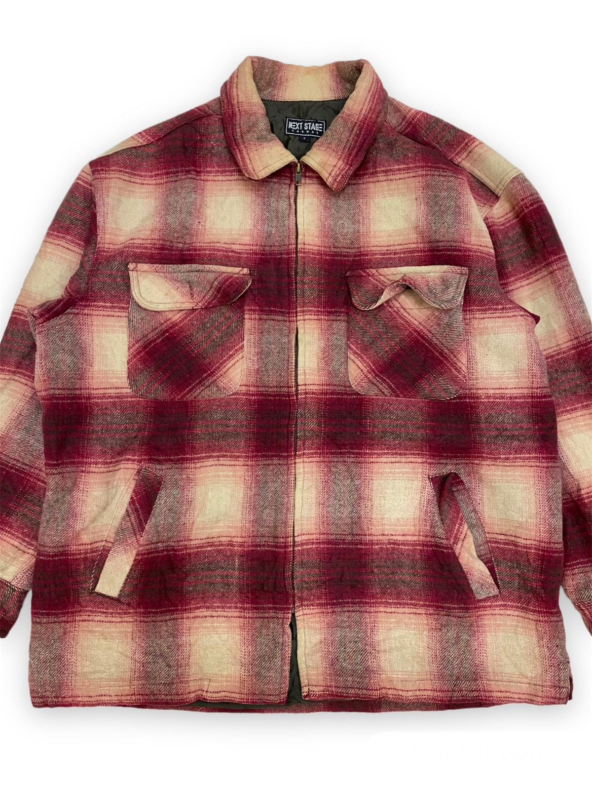 Flannel × Japanese Brand × Vintage Vintage Japanese Brand Nextstage Wool Zip Flannel Jacket Size US L / EU 52-54 / 3 - 3 Thumbnail