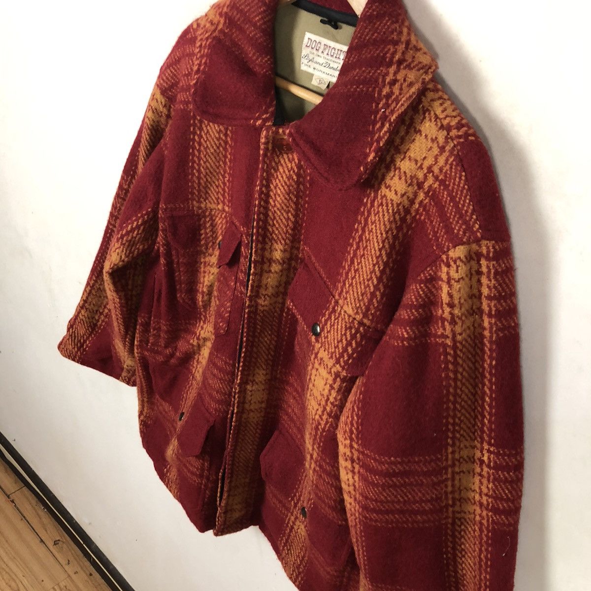 Flannel 🔥90’s VINTAGE WOOL FLANNEL JACKET DOG FIGHT TARTAN DESIGN Size US L / EU 52-54 / 3 - 4 Thumbnail