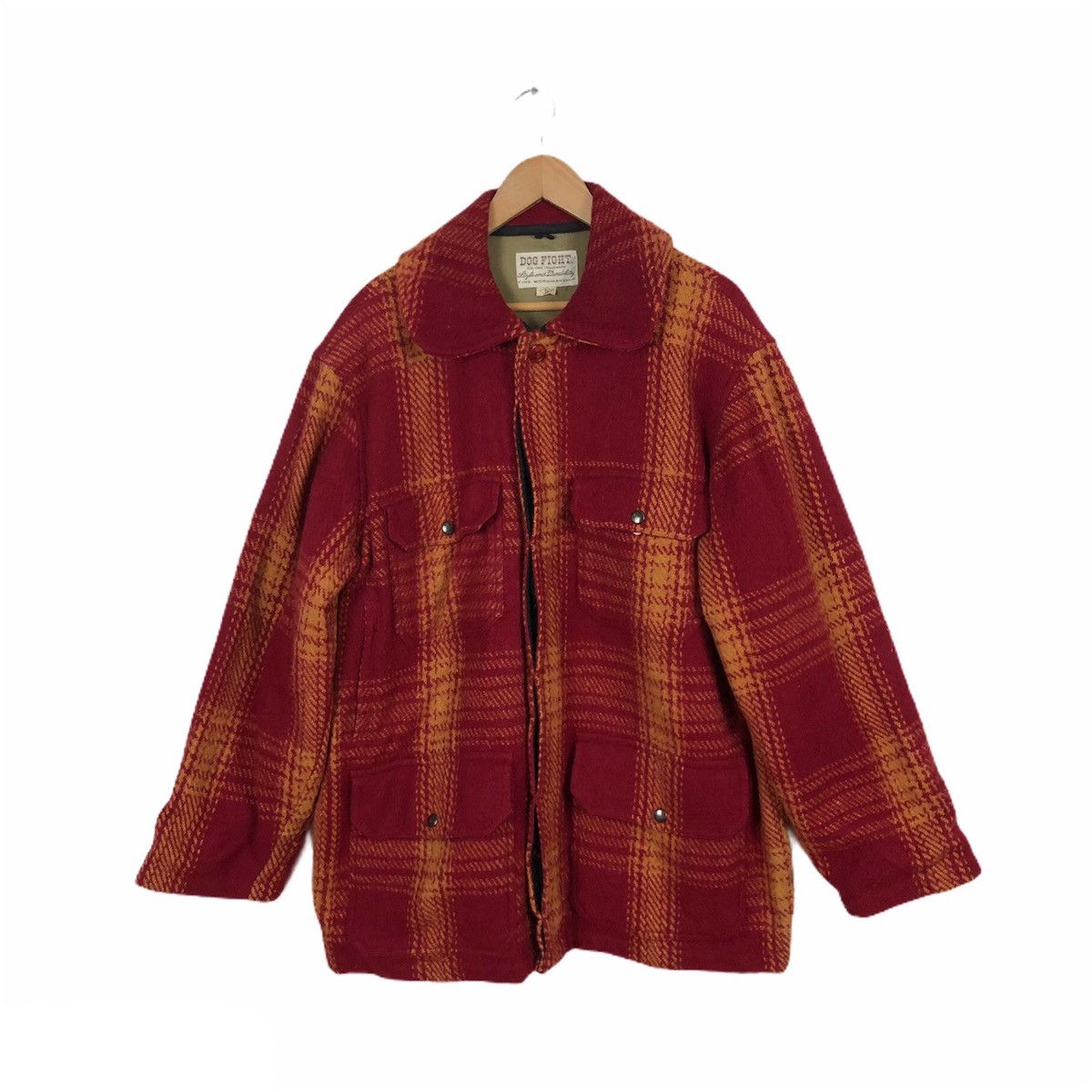 Flannel 🔥90’s VINTAGE WOOL FLANNEL JACKET DOG FIGHT TARTAN DESIGN Size US L / EU 52-54 / 3 - 1 Thumbnail