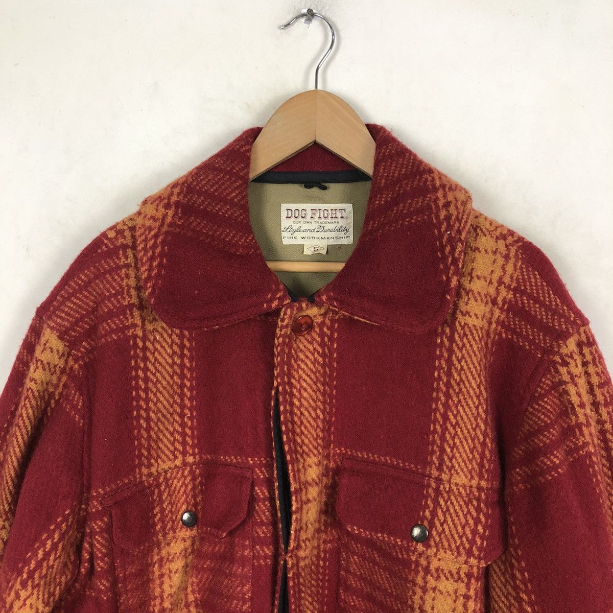 Flannel 🔥90’s VINTAGE WOOL FLANNEL JACKET DOG FIGHT TARTAN DESIGN Size US L / EU 52-54 / 3 - 3 Thumbnail