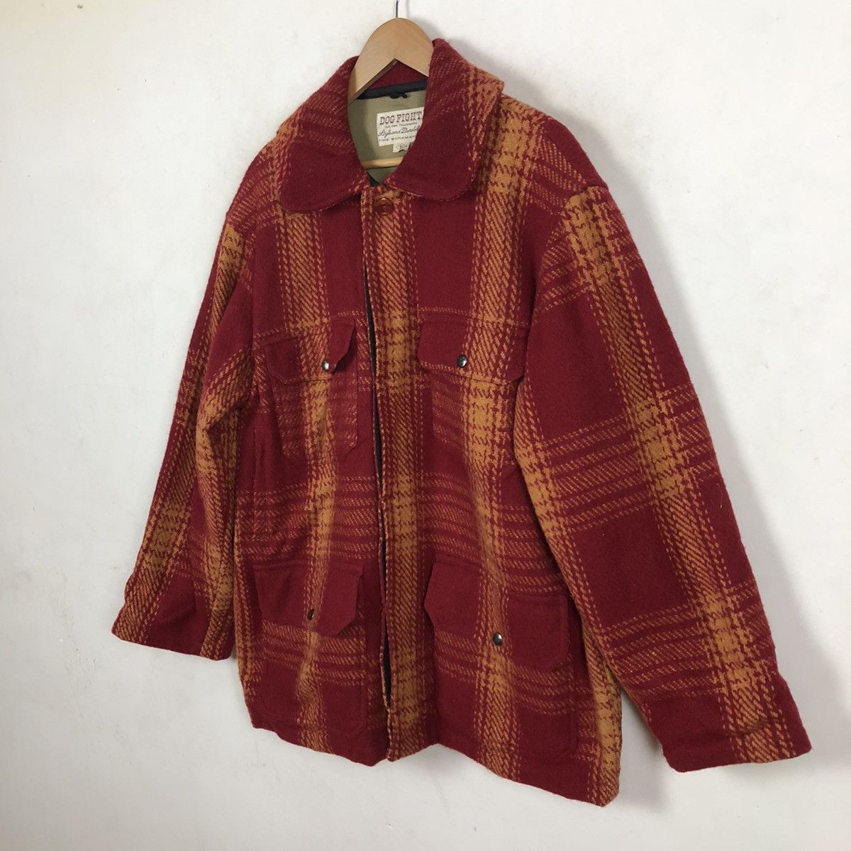 Flannel 🔥90’s VINTAGE WOOL FLANNEL JACKET DOG FIGHT TARTAN DESIGN Size US L / EU 52-54 / 3 - 2 Thumbnail