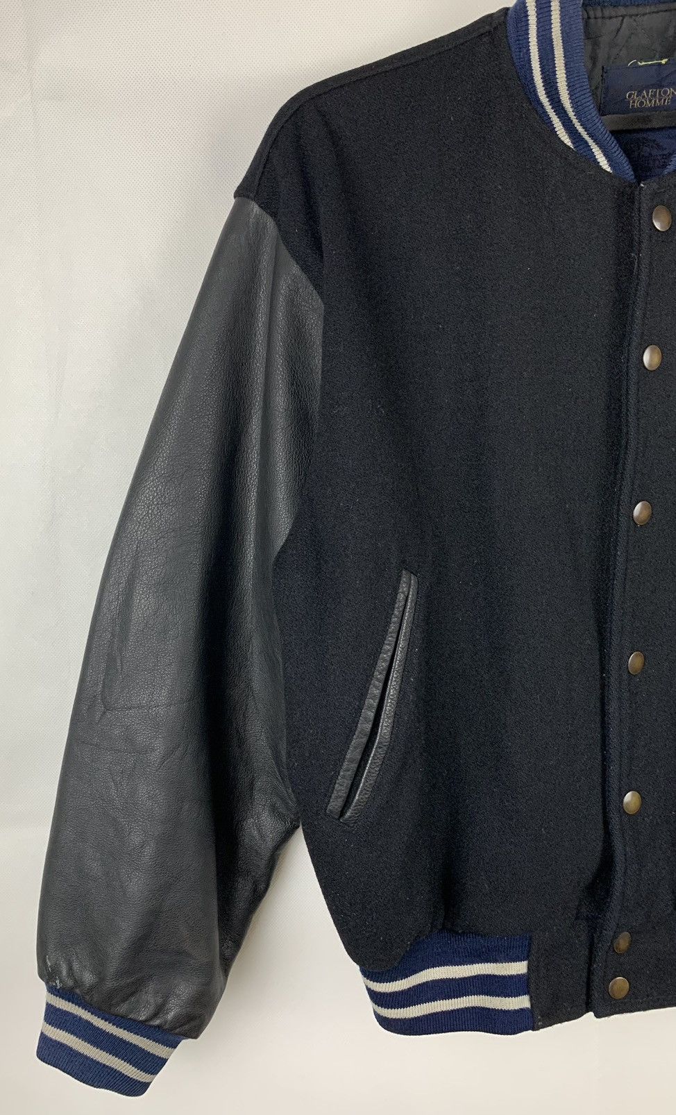 Japanese Brand Glafton Homme Leather Wool Varsity Jacket Size US M / EU 48-50 / 2 - 8 Thumbnail