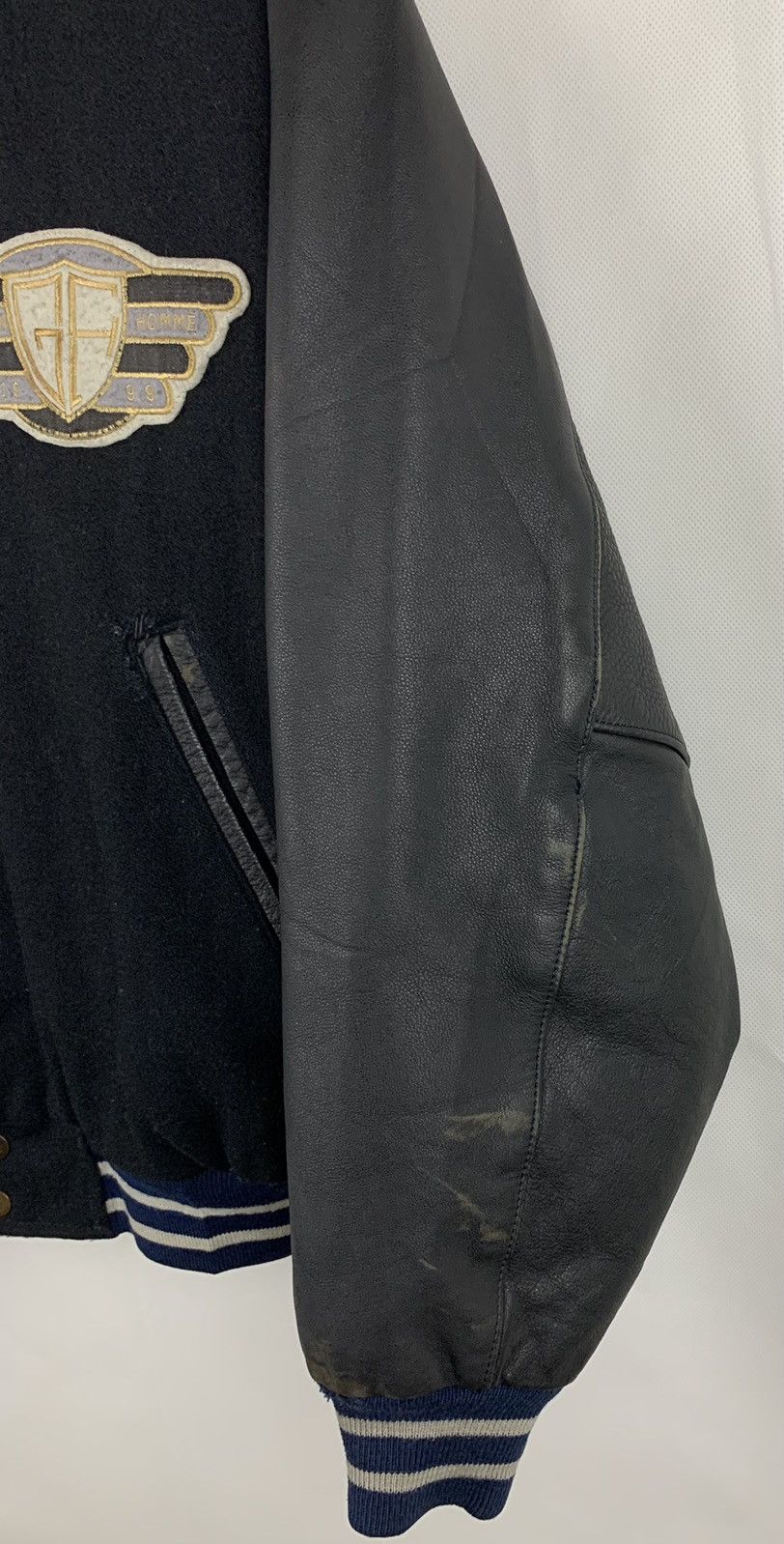 Japanese Brand Glafton Homme Leather Wool Varsity Jacket Size US M / EU 48-50 / 2 - 10 Thumbnail