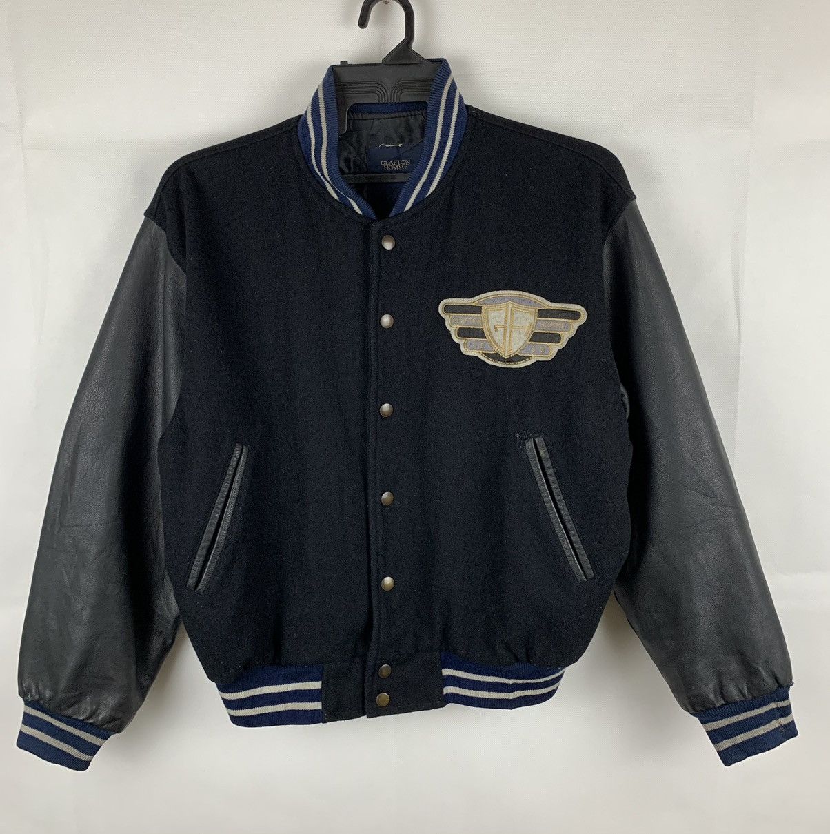 Japanese Brand Glafton Homme Leather Wool Varsity Jacket Size US M / EU 48-50 / 2 - 2 Thumbnail
