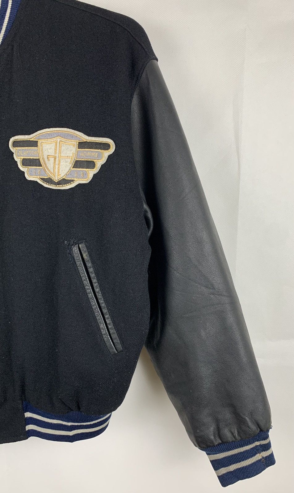 Japanese Brand Glafton Homme Leather Wool Varsity Jacket Size US M / EU 48-50 / 2 - 7 Thumbnail
