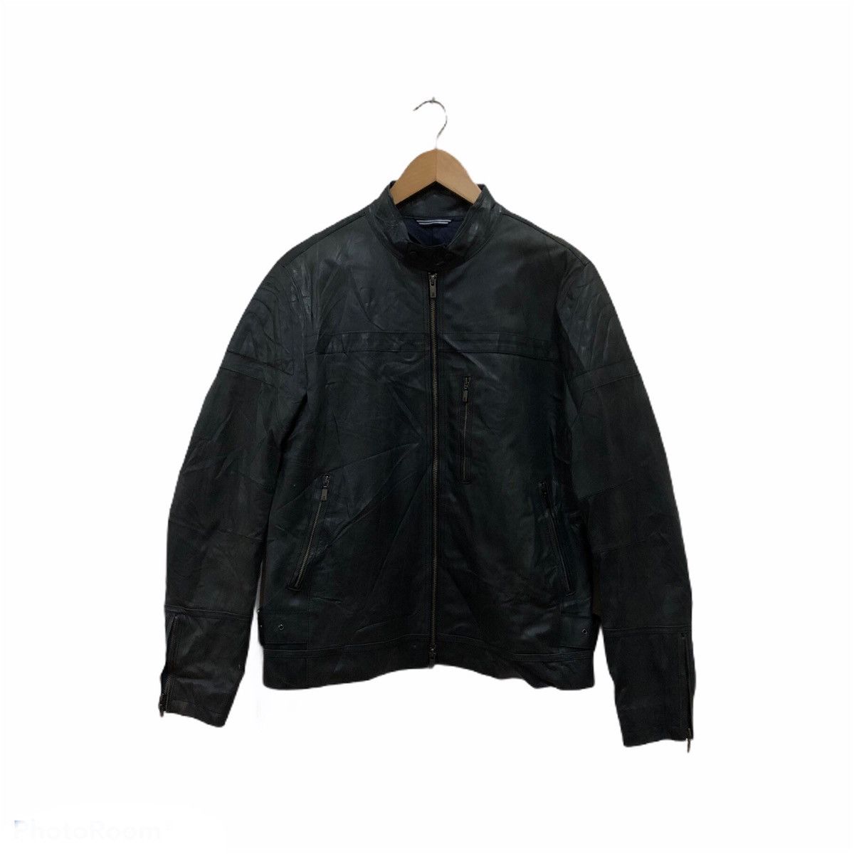 Japanese Brand 🔥VINTAGE GENUINE LEATHER JACKET CAFE RACER BIKER LANVIN Size US M / EU 48-50 / 2 - 1 Thumbnail
