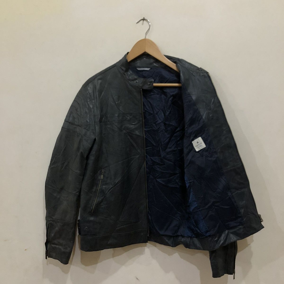 Japanese Brand 🔥VINTAGE GENUINE LEATHER JACKET CAFE RACER BIKER LANVIN Size US M / EU 48-50 / 2 - 9 Thumbnail