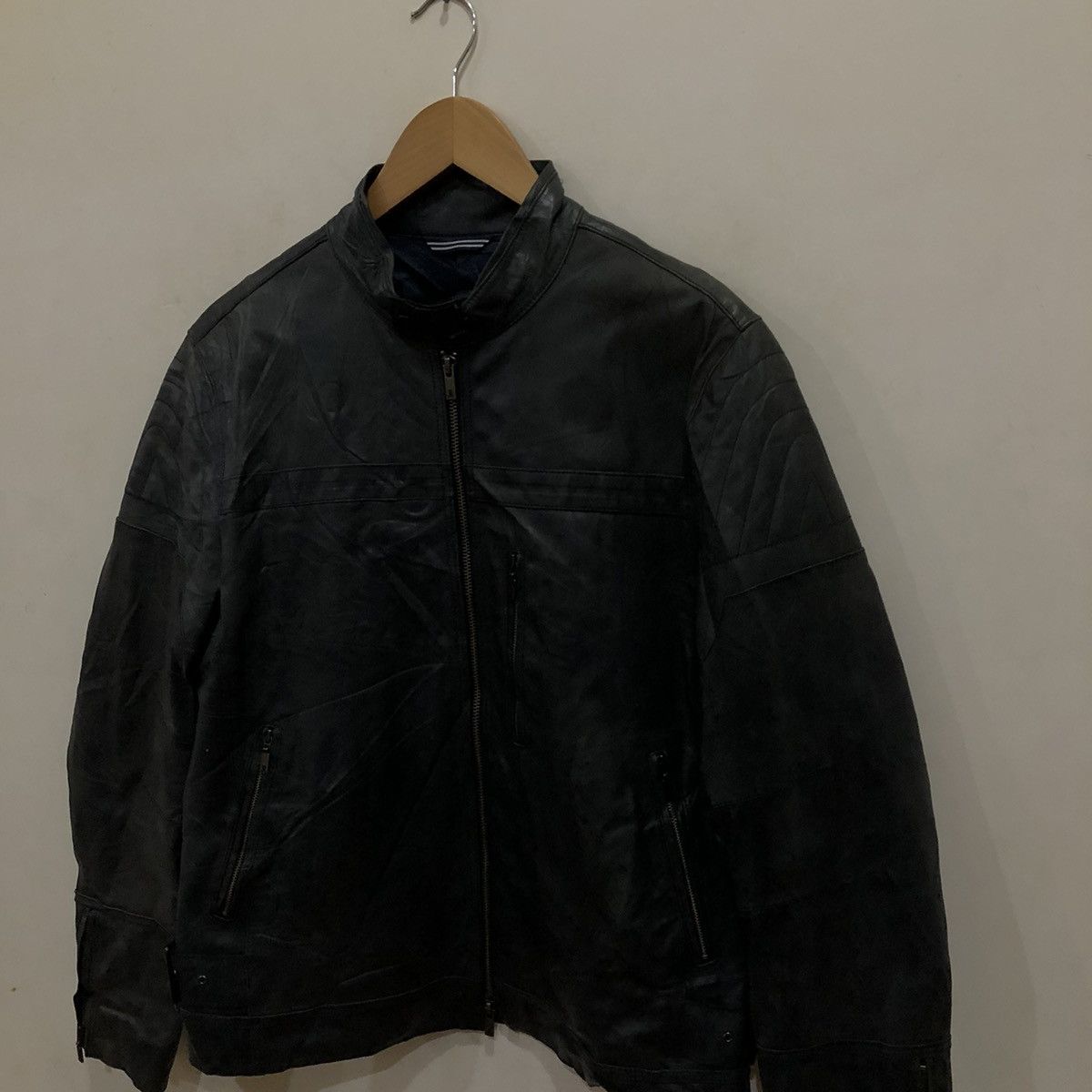 Japanese Brand 🔥VINTAGE GENUINE LEATHER JACKET CAFE RACER BIKER LANVIN Size US M / EU 48-50 / 2 - 3 Thumbnail