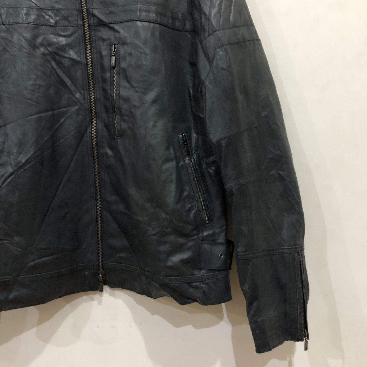 Japanese Brand 🔥VINTAGE GENUINE LEATHER JACKET CAFE RACER BIKER LANVIN Size US M / EU 48-50 / 2 - 5 Thumbnail