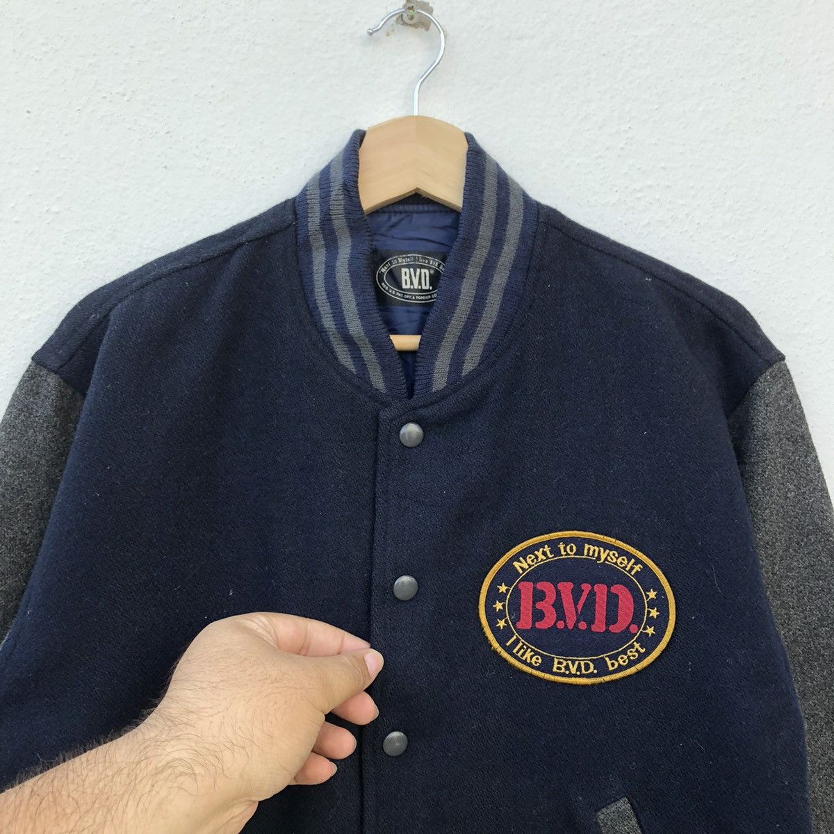 Japanese Brand BVD BIG LOGO VINTAGE VARSITY JACKET Size US M / EU 48-50 / 2 - 4 Thumbnail