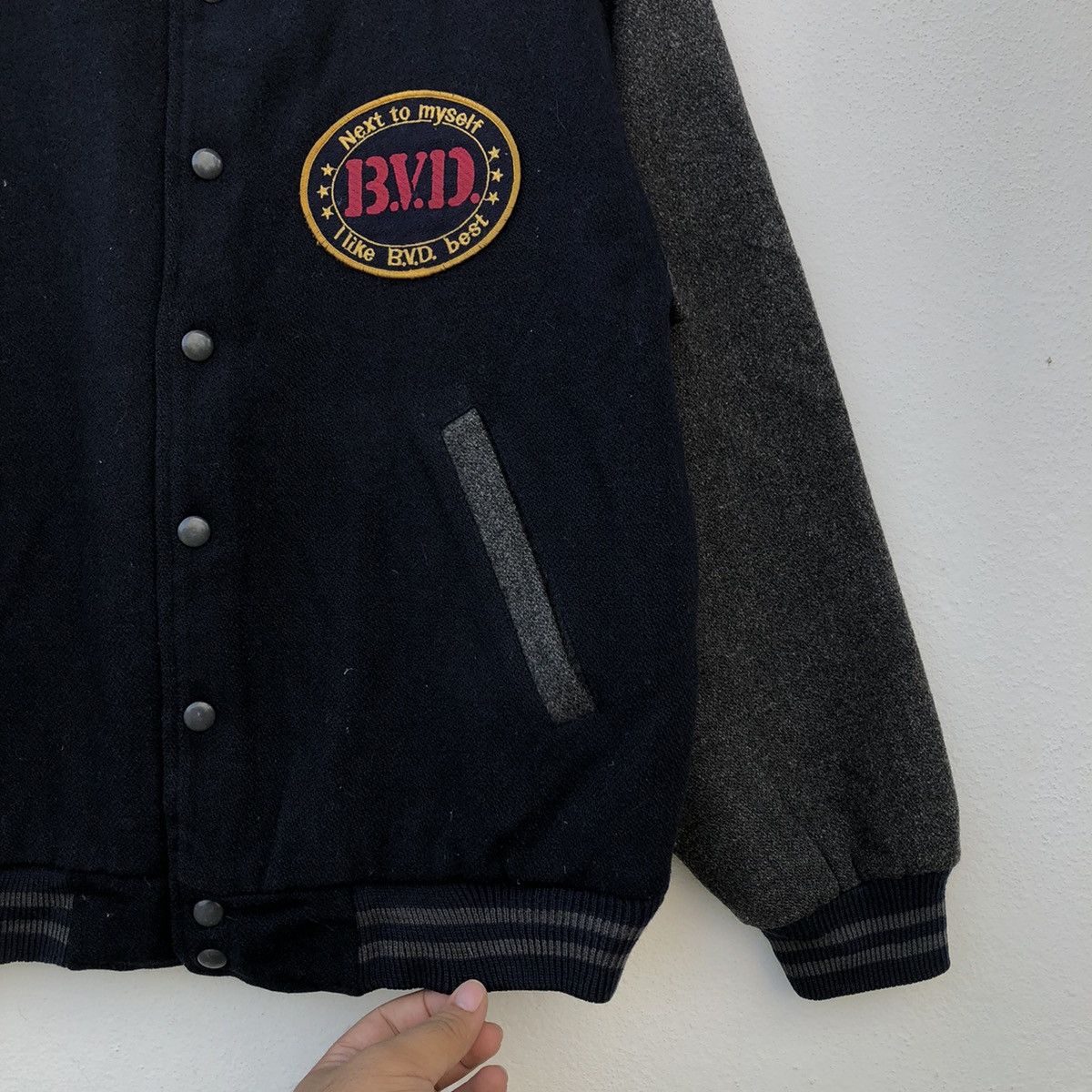 Japanese Brand BVD BIG LOGO VINTAGE VARSITY JACKET Size US M / EU 48-50 / 2 - 3 Thumbnail