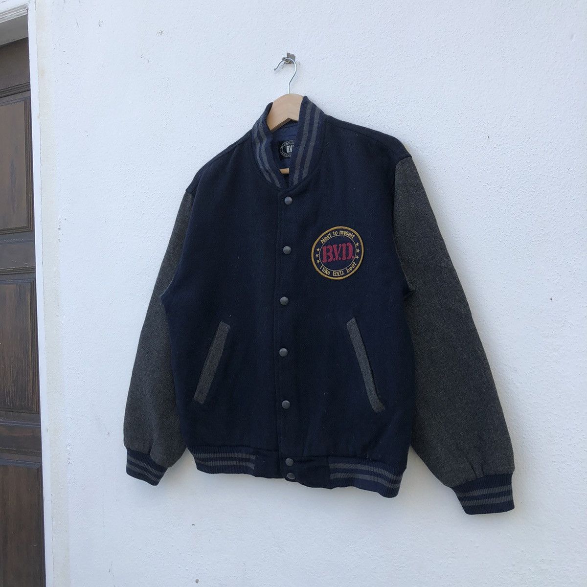 Japanese Brand BVD BIG LOGO VINTAGE VARSITY JACKET Size US M / EU 48-50 / 2 - 2 Thumbnail