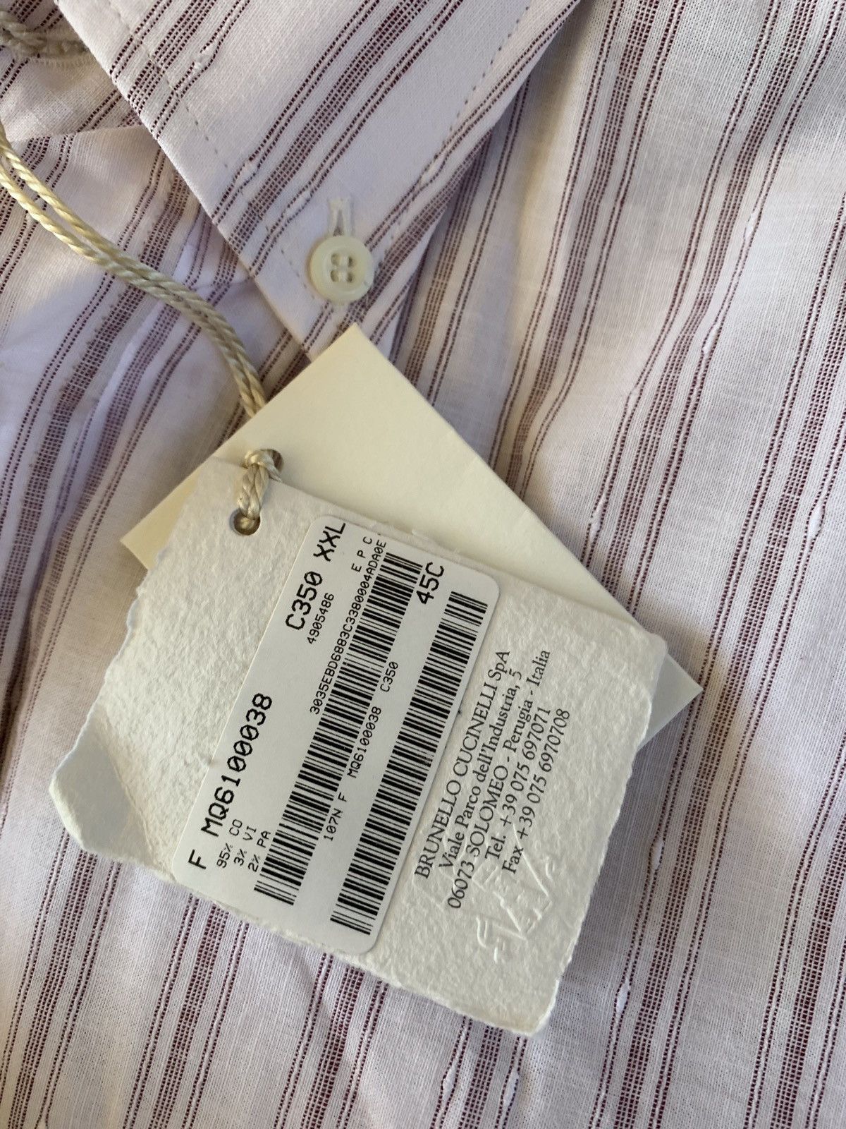 Brunello Cucinelli Button Up in Light Wine With Embroidered Stitch Detail Size US XXL / EU 58 / 5 - 7 Thumbnail
