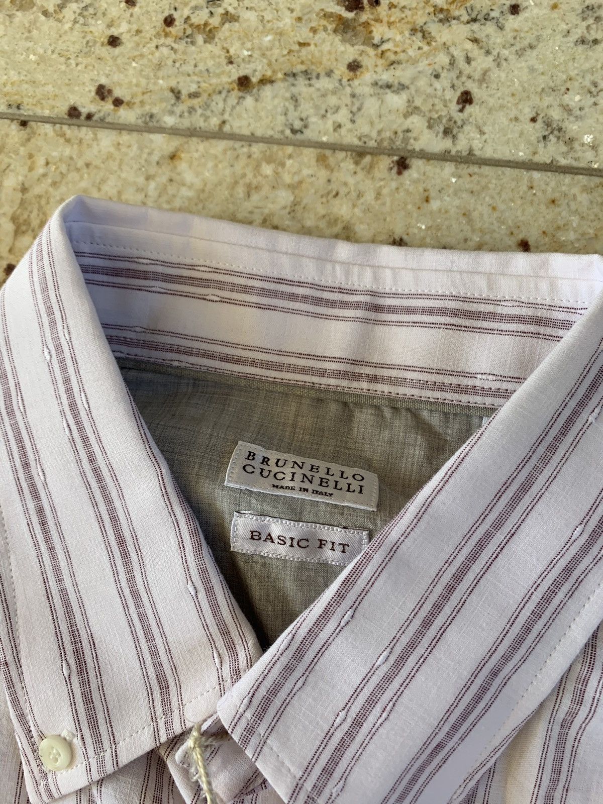 Brunello Cucinelli Button Up in Light Wine With Embroidered Stitch Detail Size US XXL / EU 58 / 5 - 6 Thumbnail